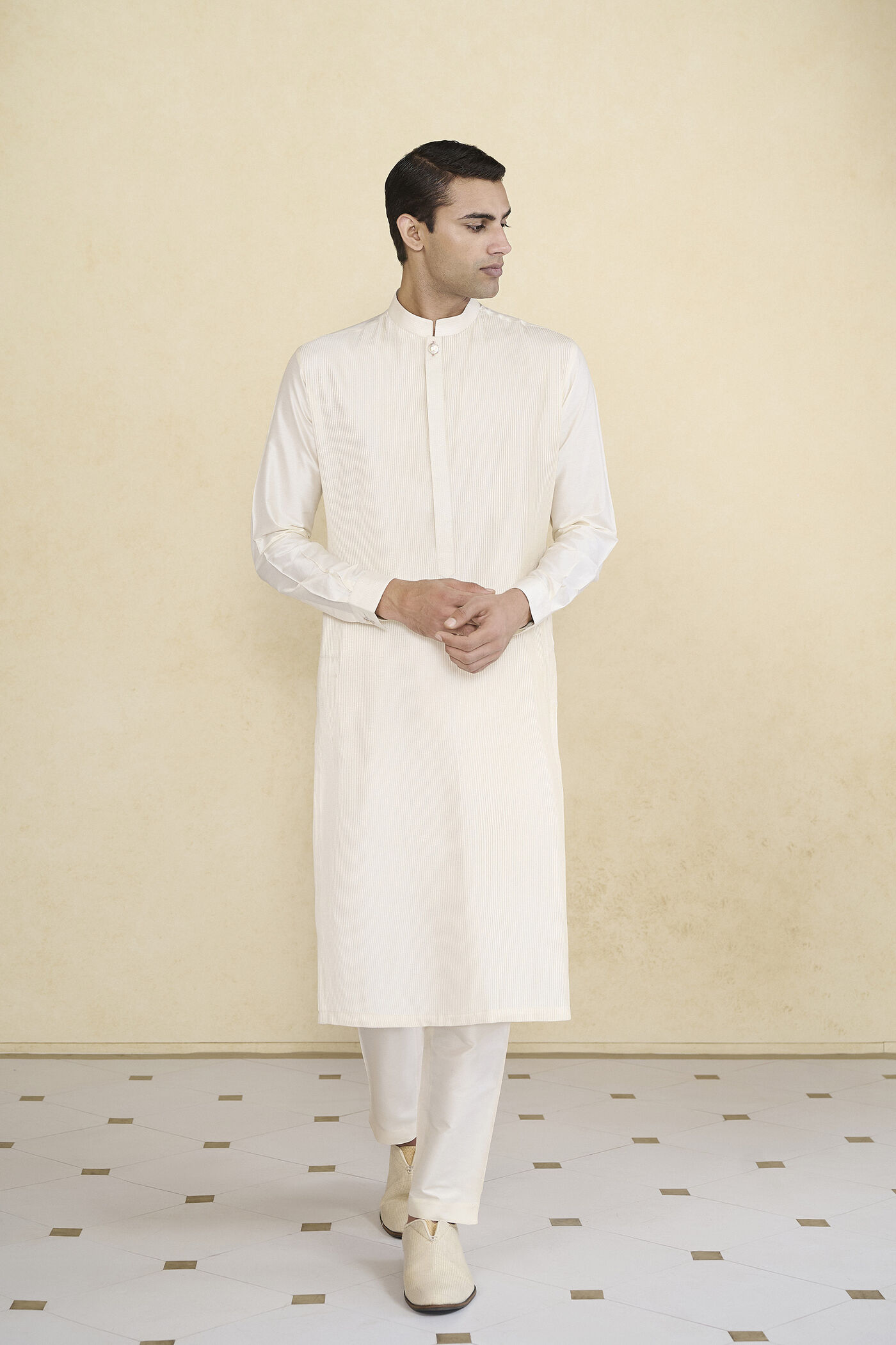 Affan Silk Kurta - Cream