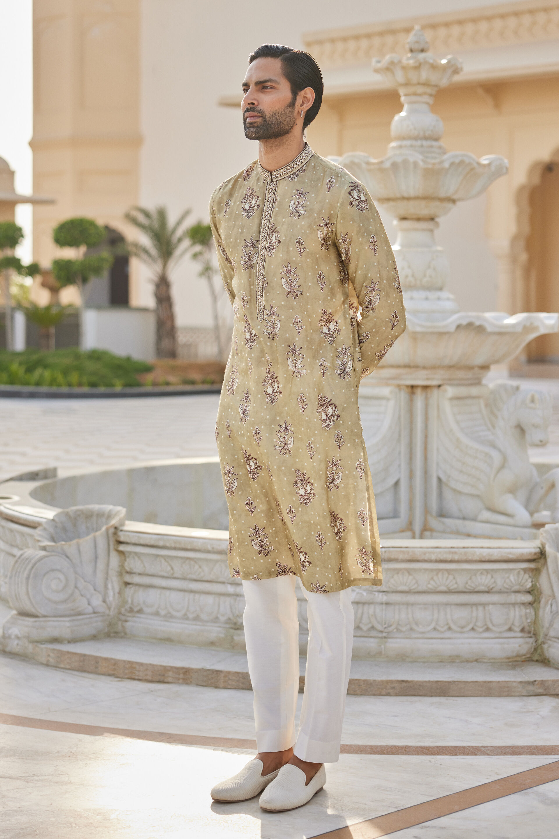 Simal Silk Kurta - Sage