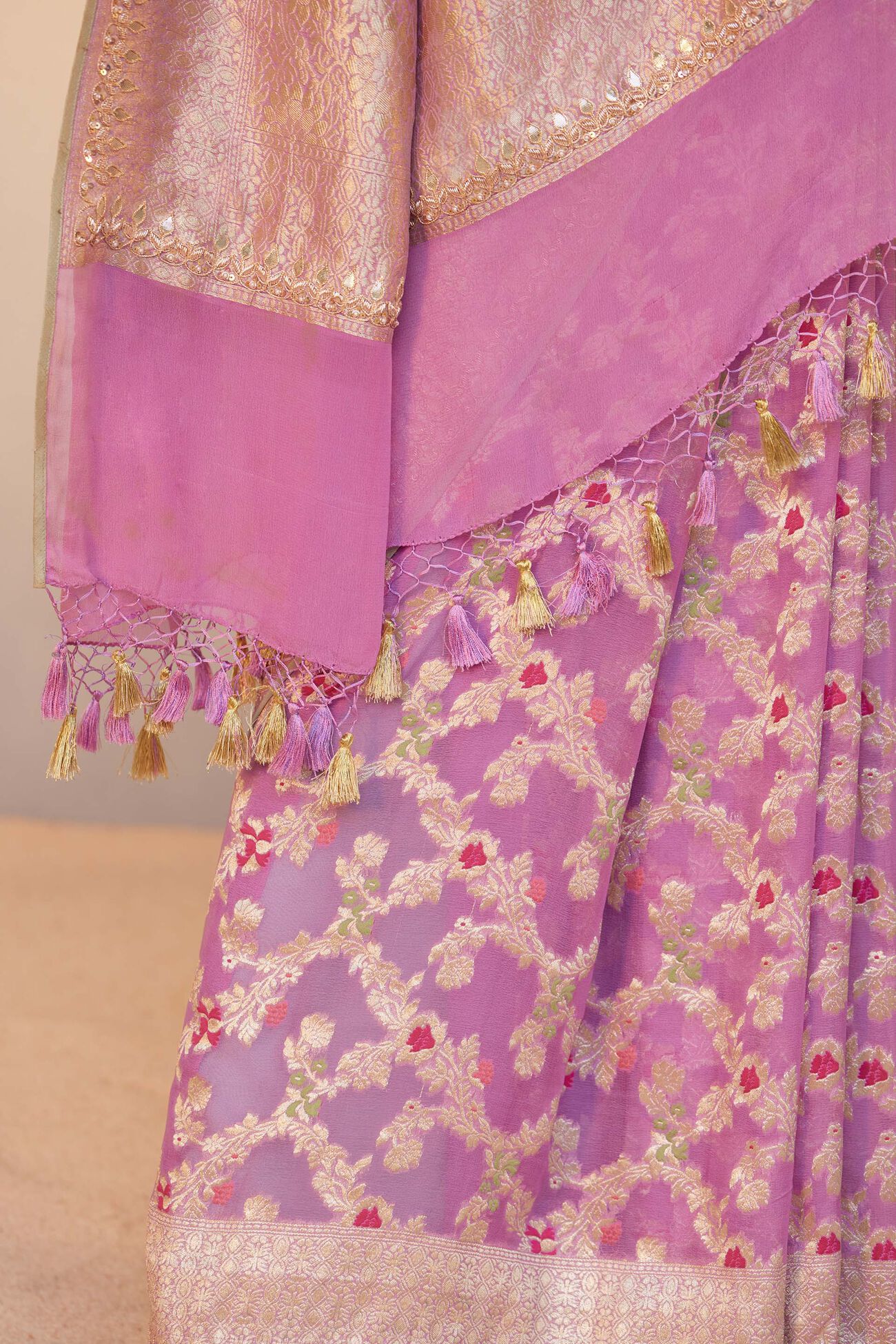 Nitara Benarasi Silk Saree - Lilac, Lilac, image 8