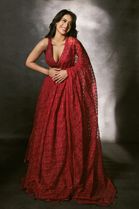 Aadhya Lehenga-Red, , image 1