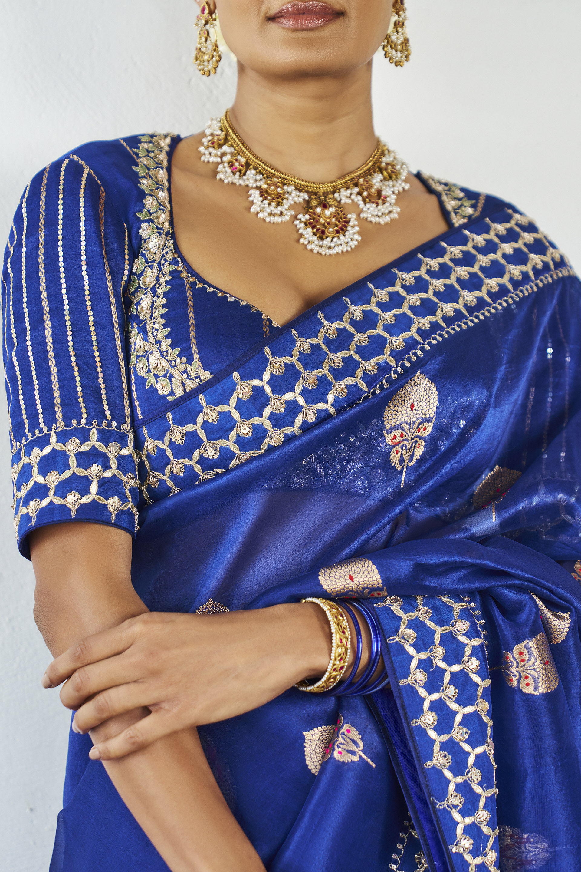 Lado Benarasi Silk Saree - Blue, Blue, image 3