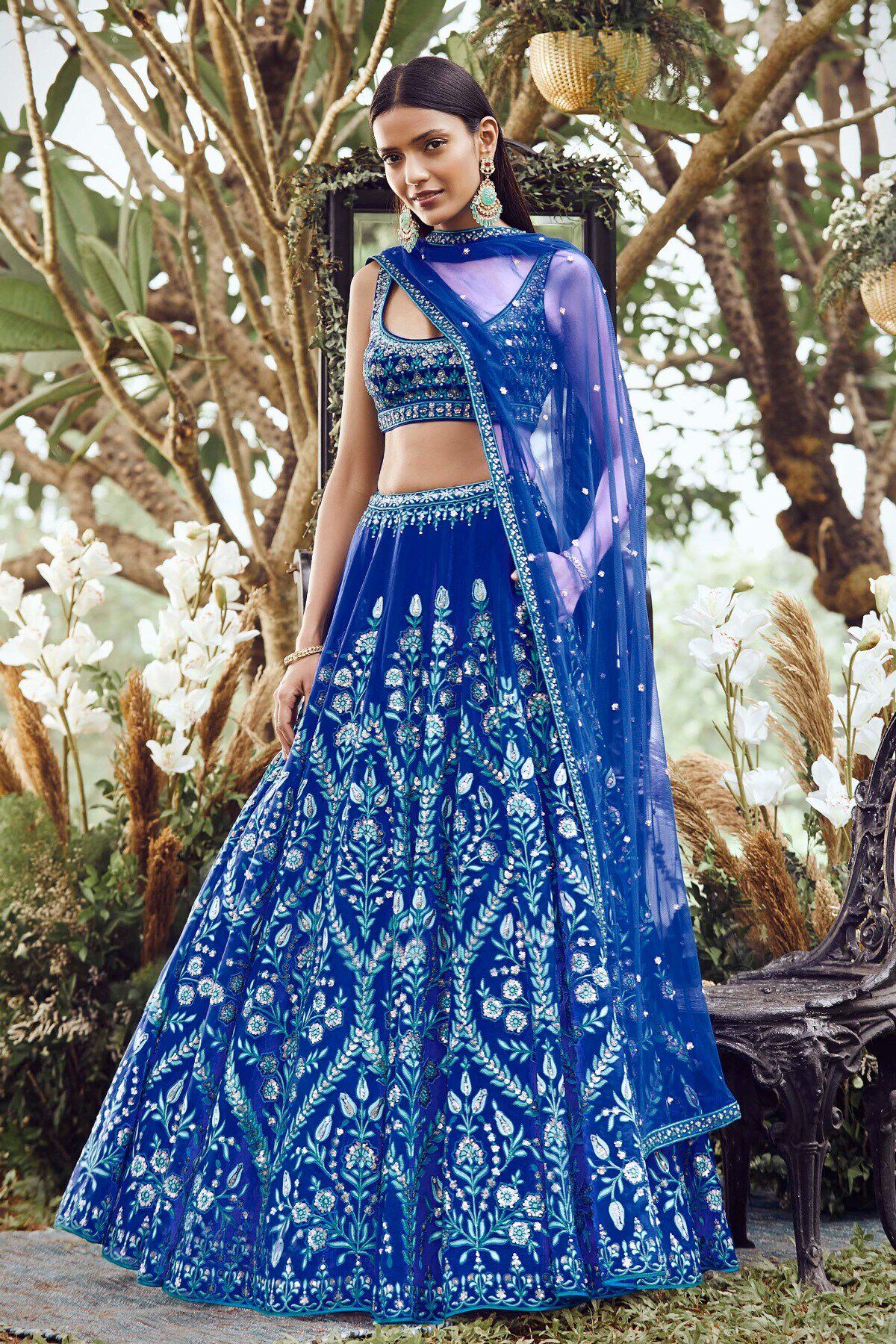 Anita dongre online blue lehenga