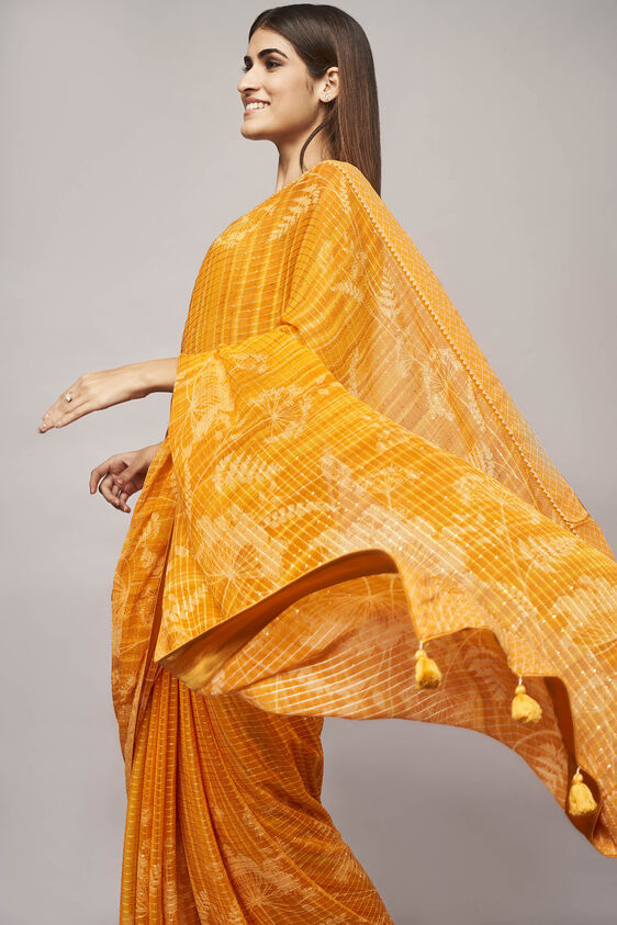 Midha Saree - Yellow, , image 5