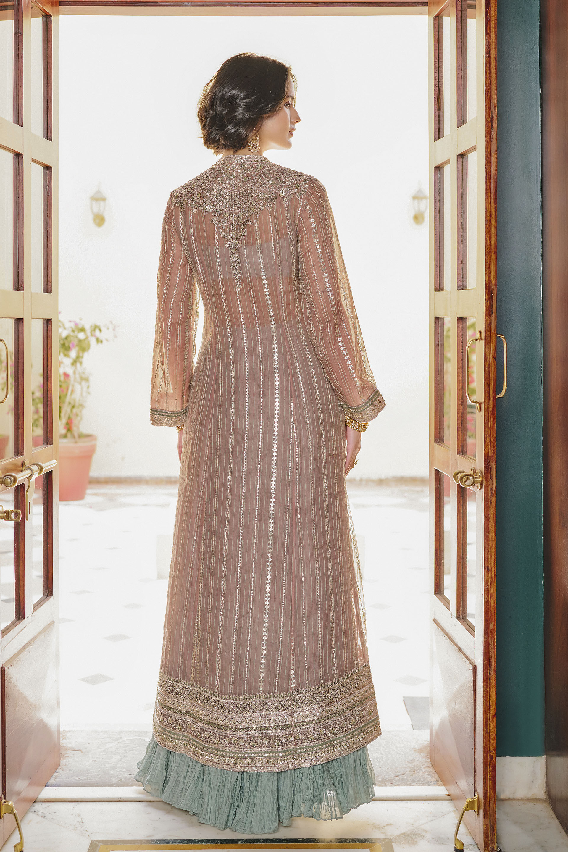 Aglow Handwoven Maheshwari Suit Set - ​Pink