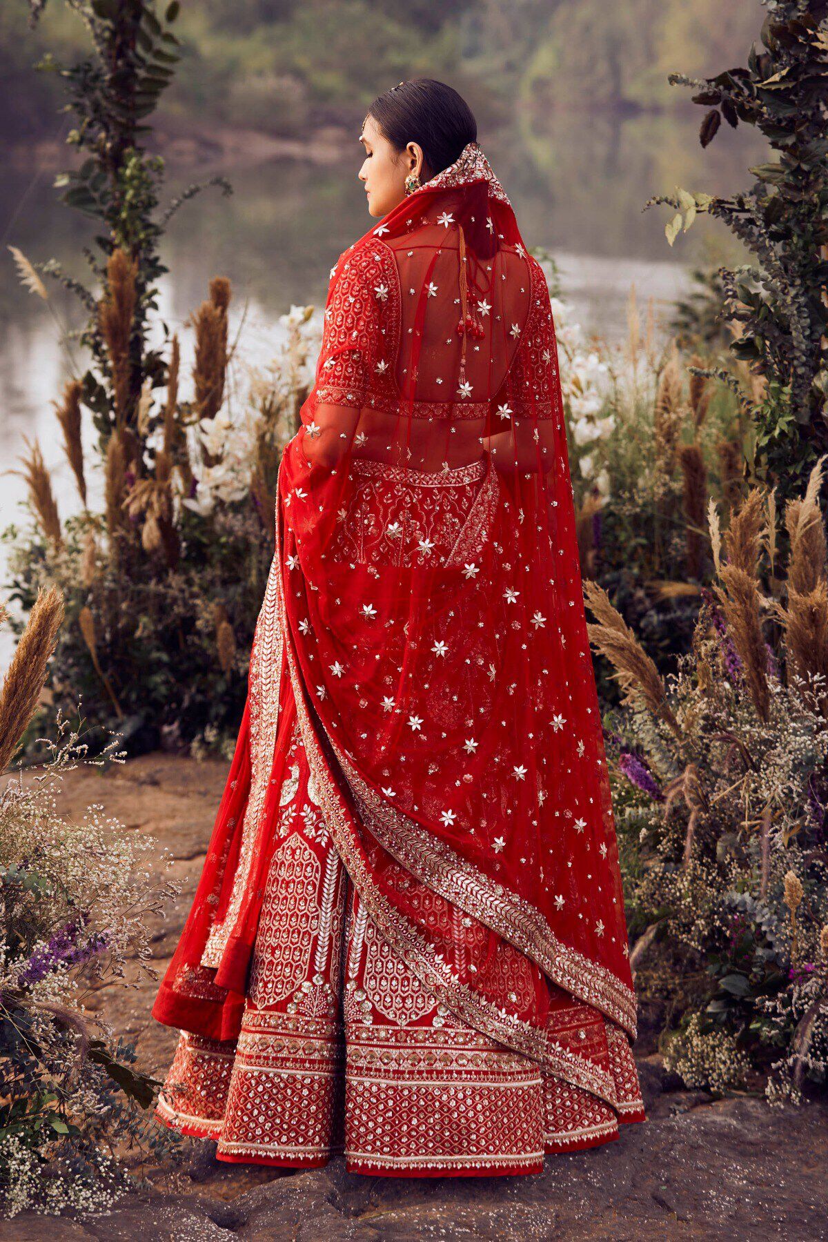 Anita dongre red bridal lehenga online