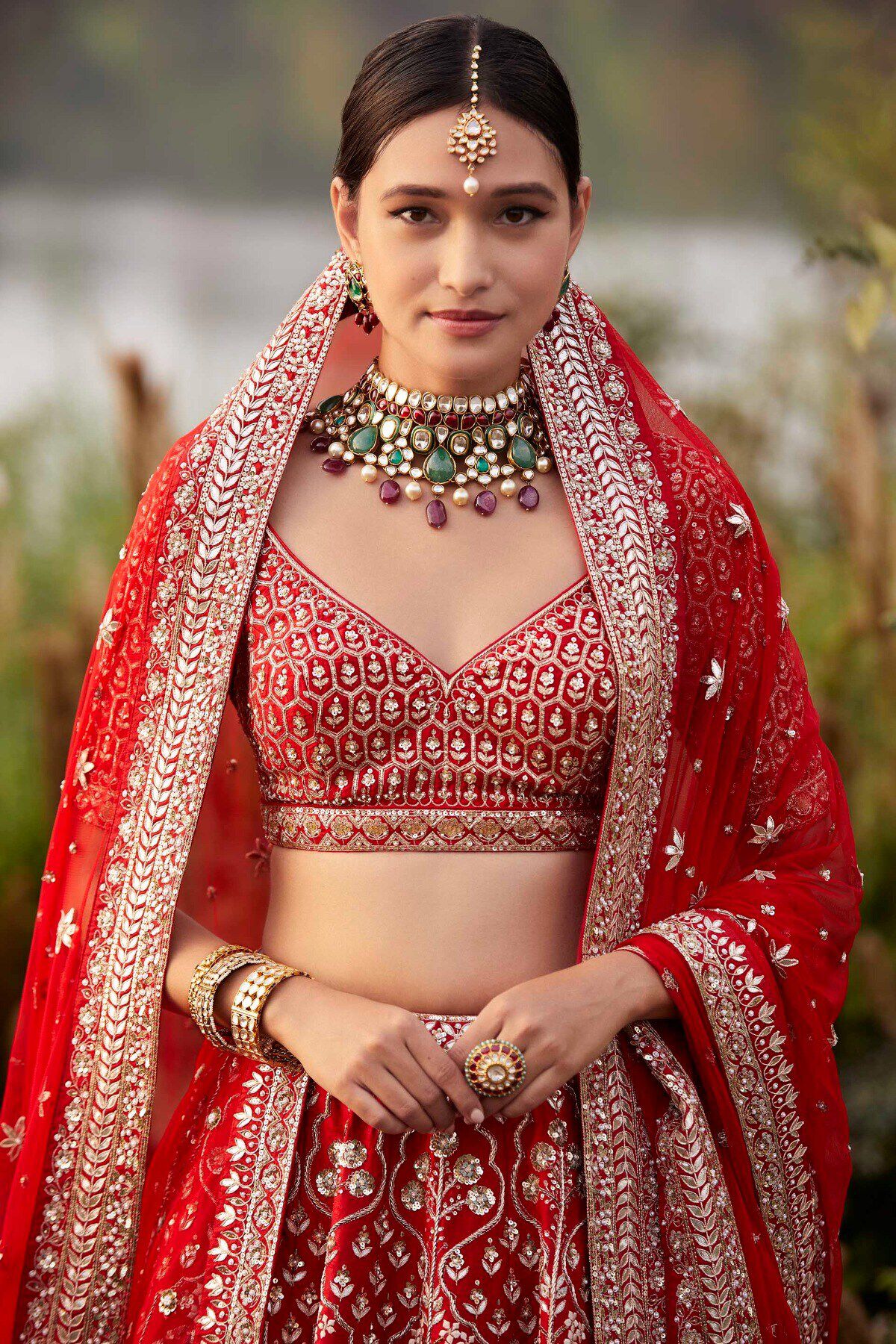 Anita dongre red lehenga sale