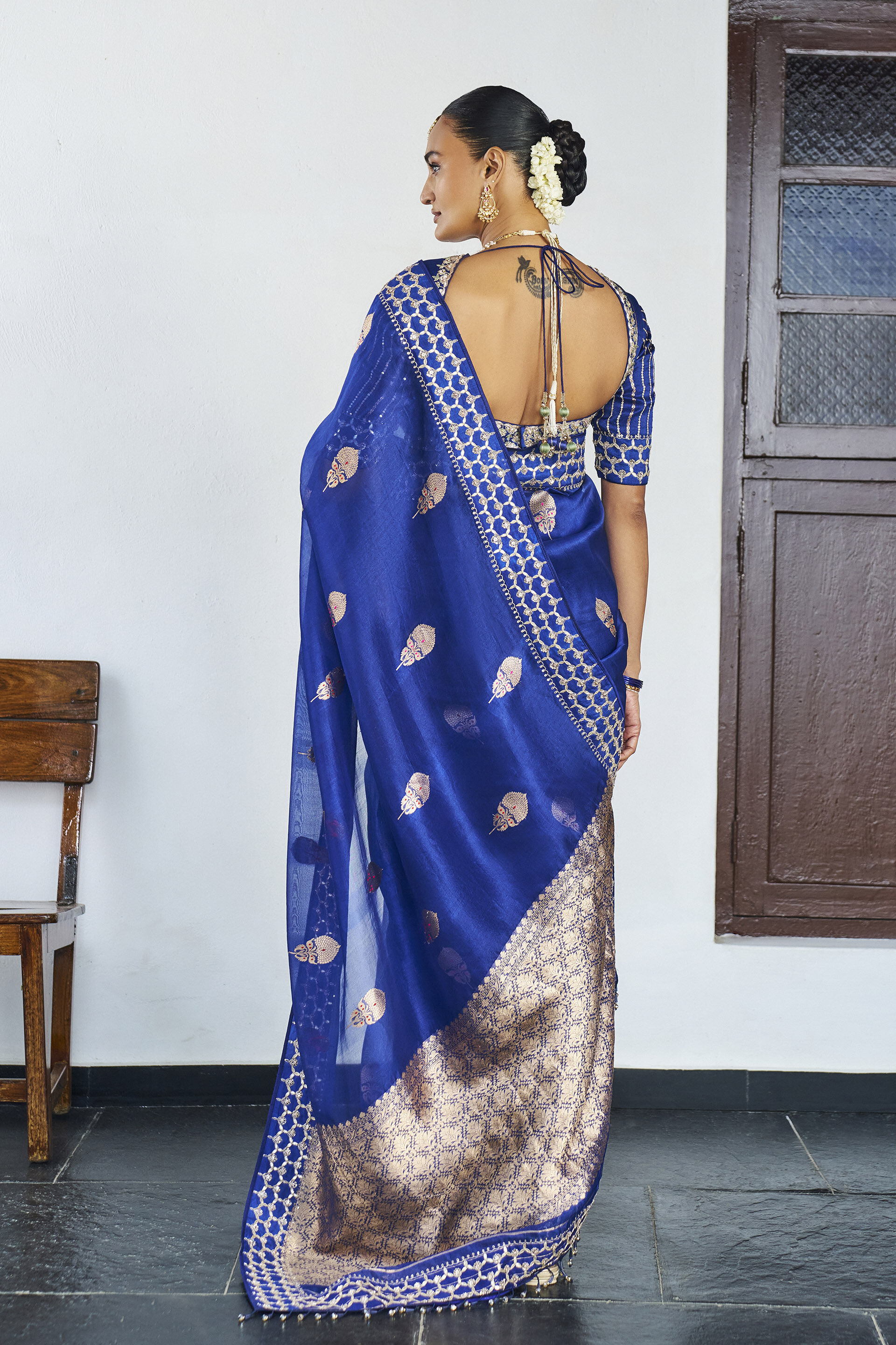 Lado Benarasi Silk Saree - Blue