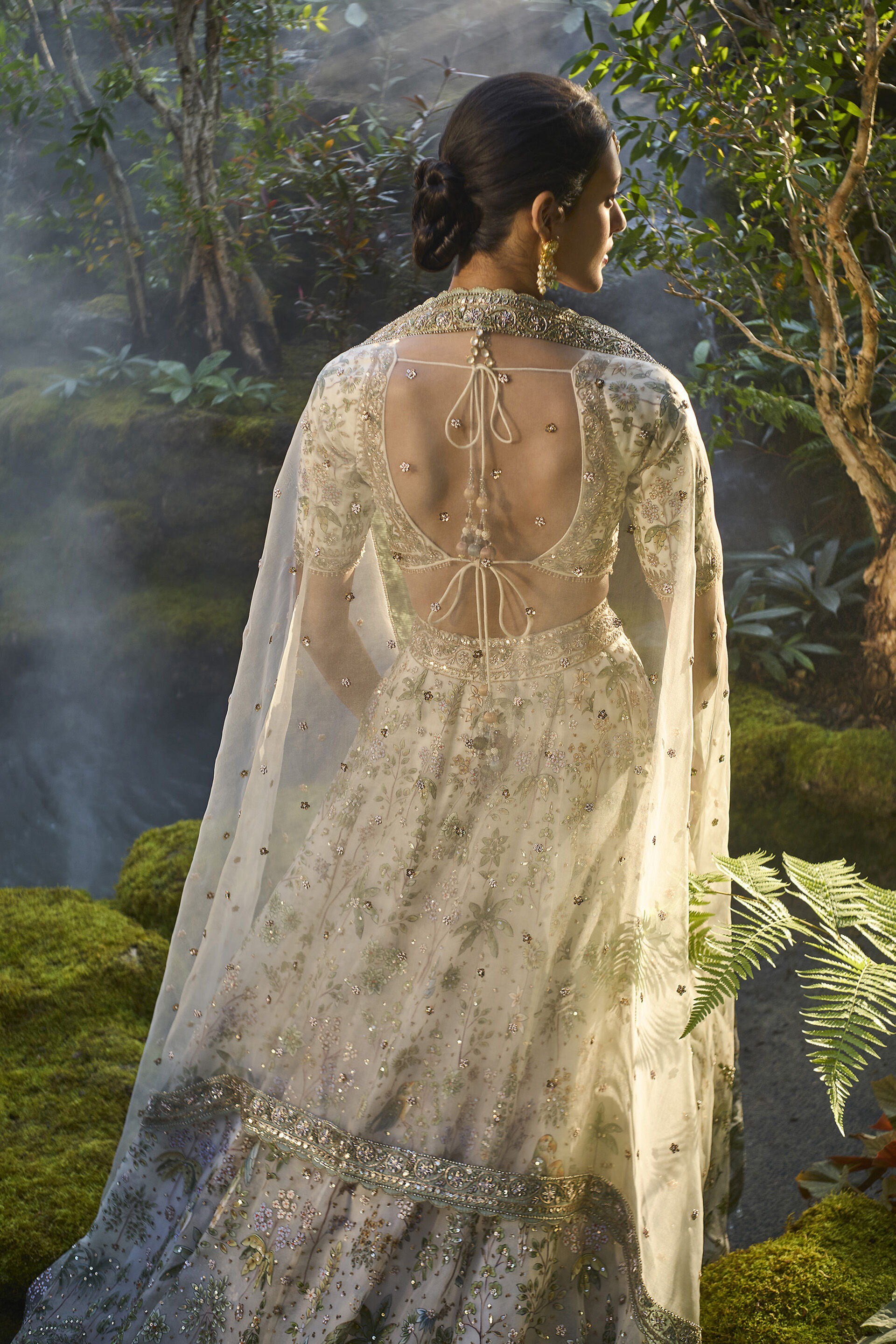 Eartha Hand-painted Pichhwai Silk Lehenga Set - Ivory