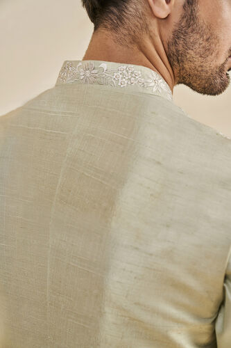 Tamir Embroidered Silk Nehru Jacket - Sage, Sage, image 5