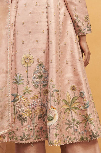 Gulbahar Hand-painted Pichhwai Silk Suit Set - Blush, Blush, image 5