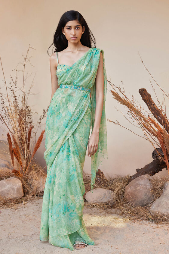 Aneeza Saree - Sage, Sage, image 1