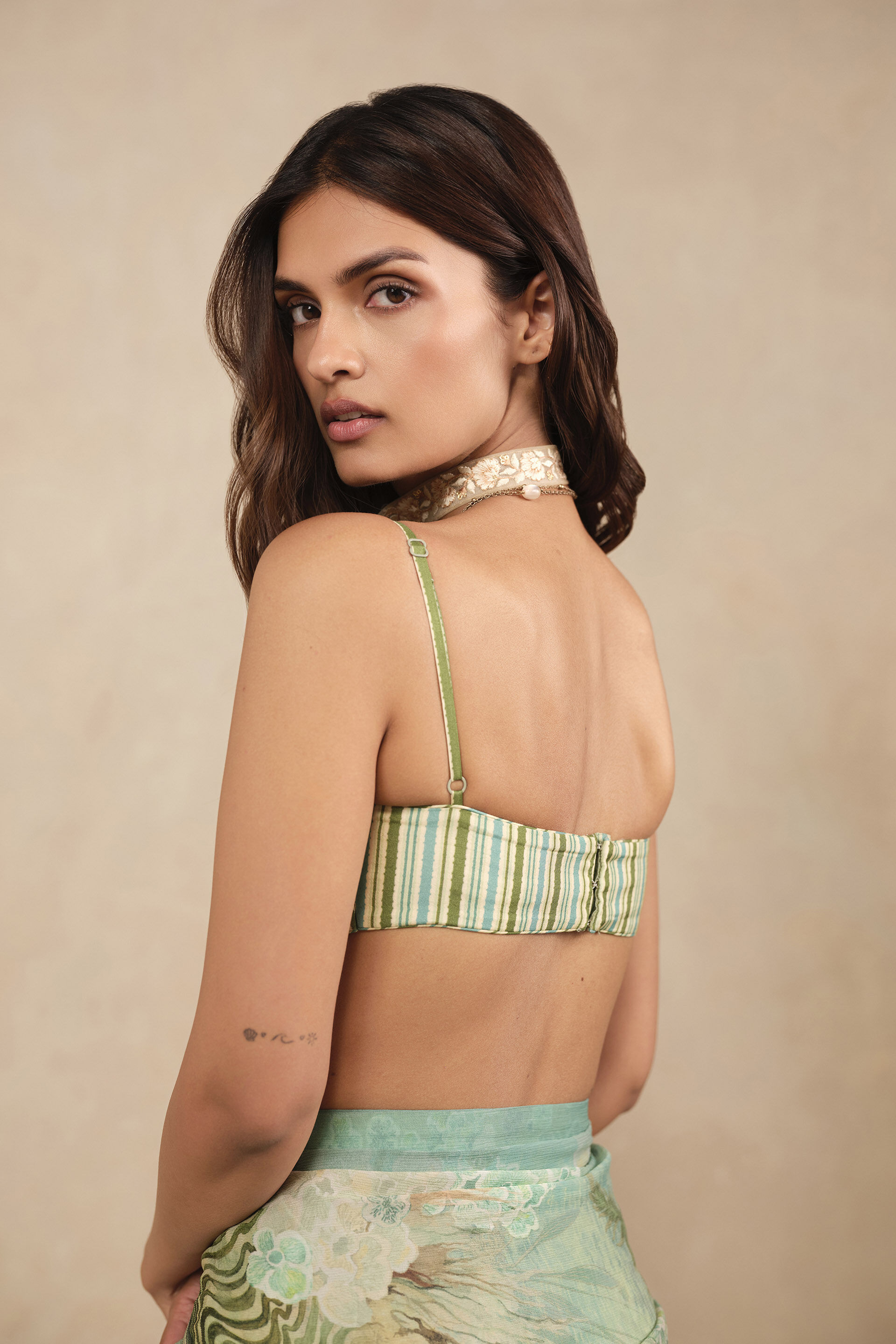 Suki Bemberg Saree - Aqua, Aqua, image 7