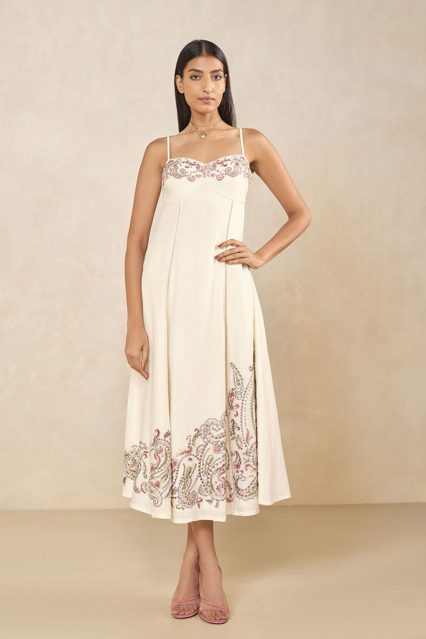 Alora Embroidered Dress - Natural