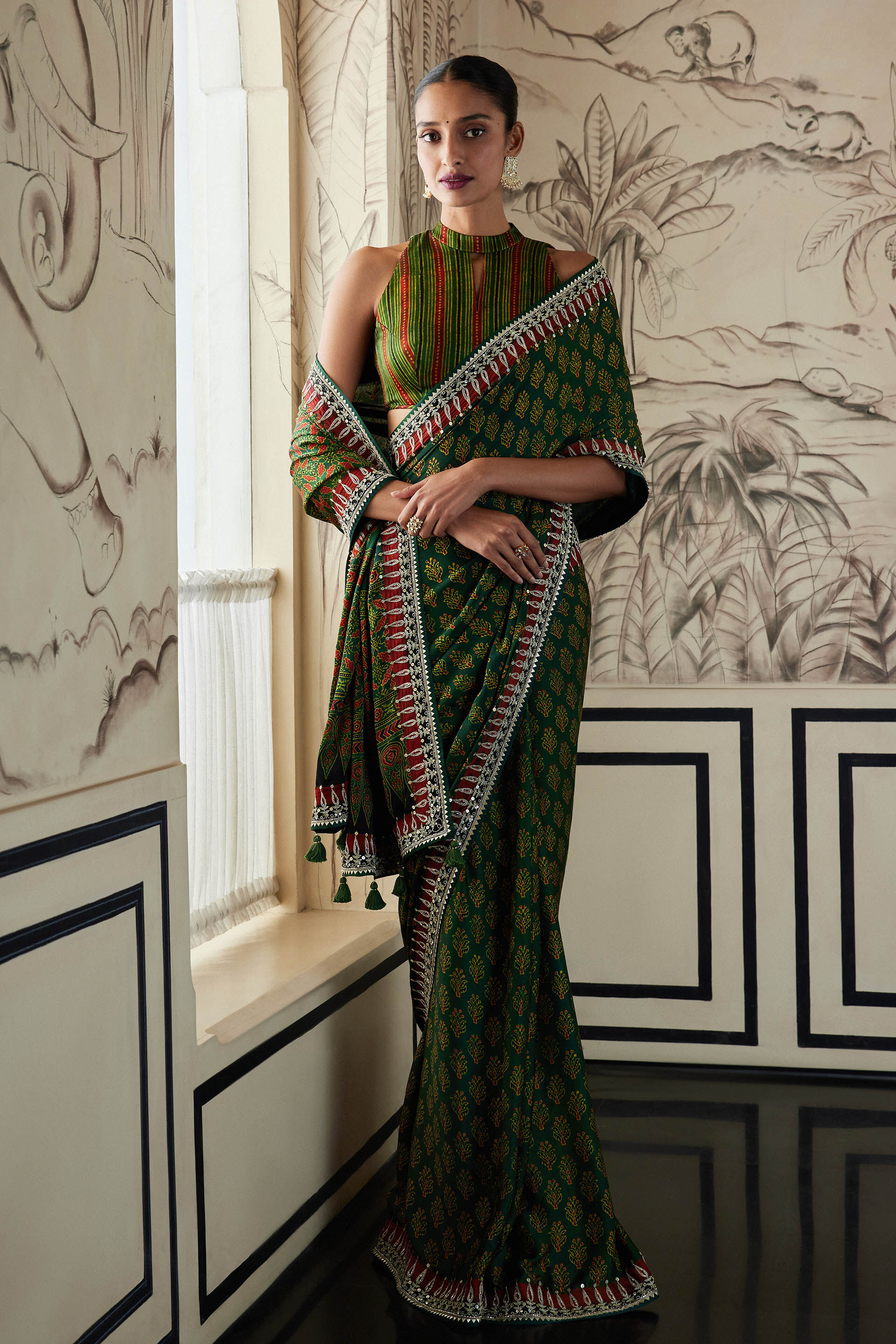 Zaaha Saree - Green, Green, image 1
