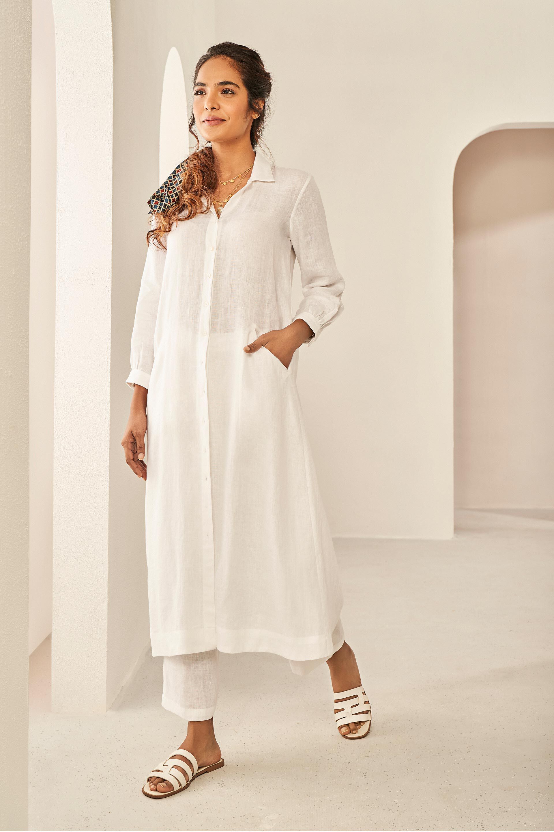 Daybreak Button Front Tunic - White, White, image 1