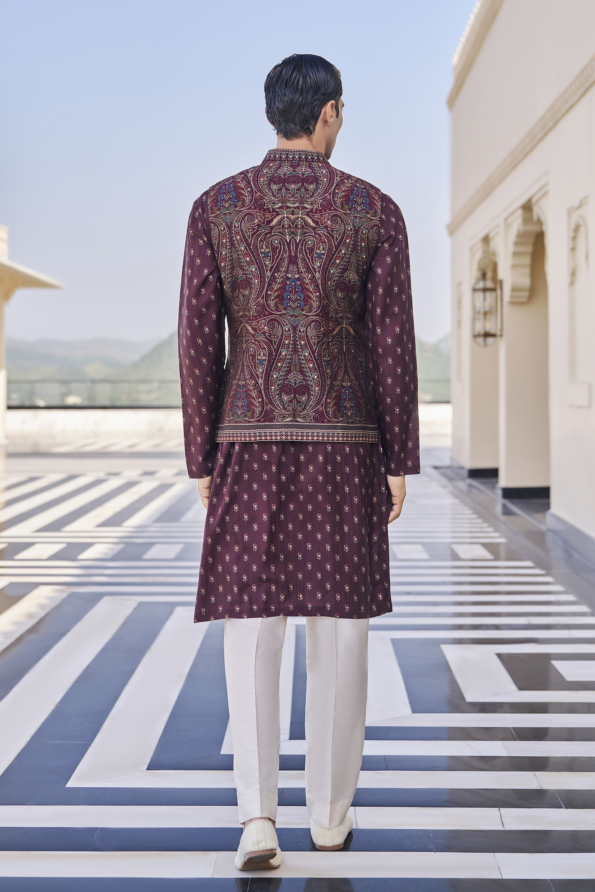 Rayan Wine Nehru Jacket