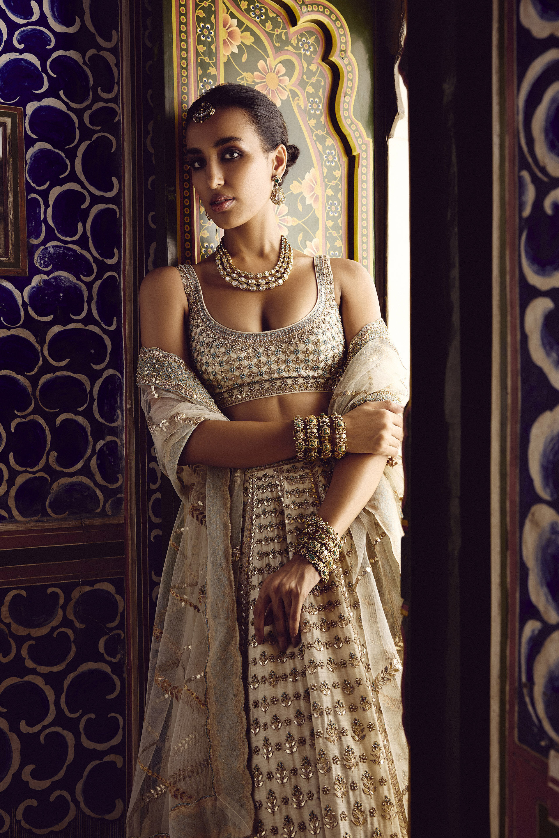 Laara Gota PattI Silk Lehenga Set - Ivory, Ivory, image 3