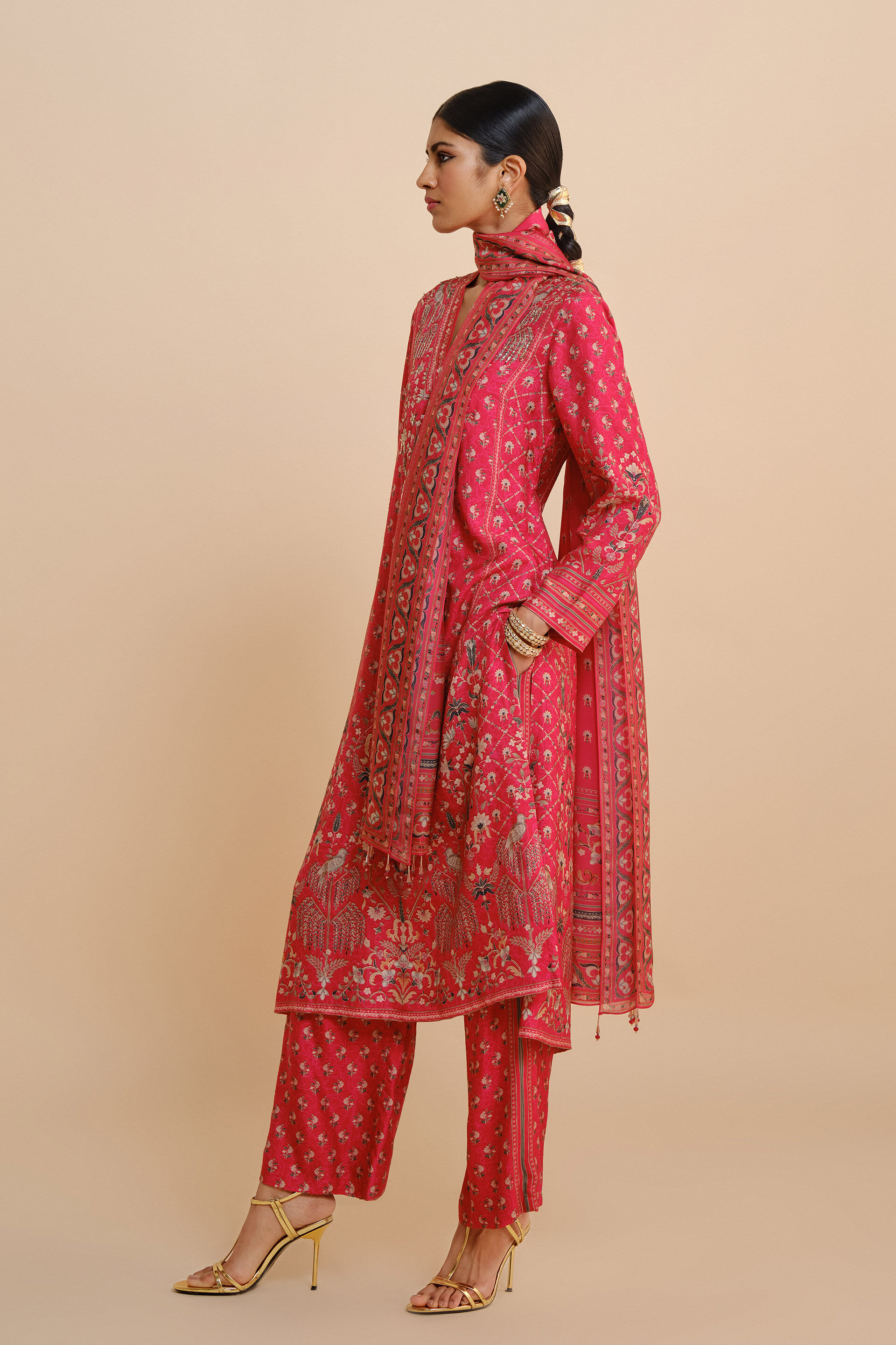 Nooraya Silk Suit Set - Red, Red, image 4