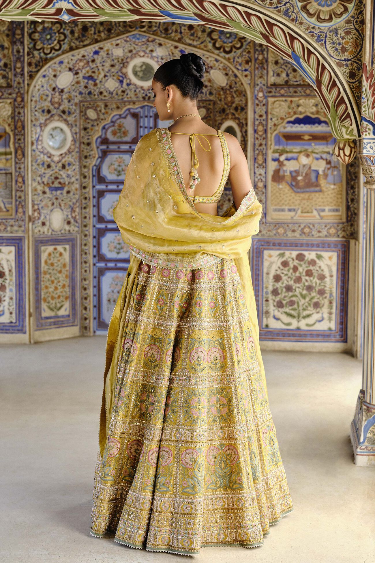 Sol Gota Patti Silk Lehenga Set - Yellow, Yellow, image 2