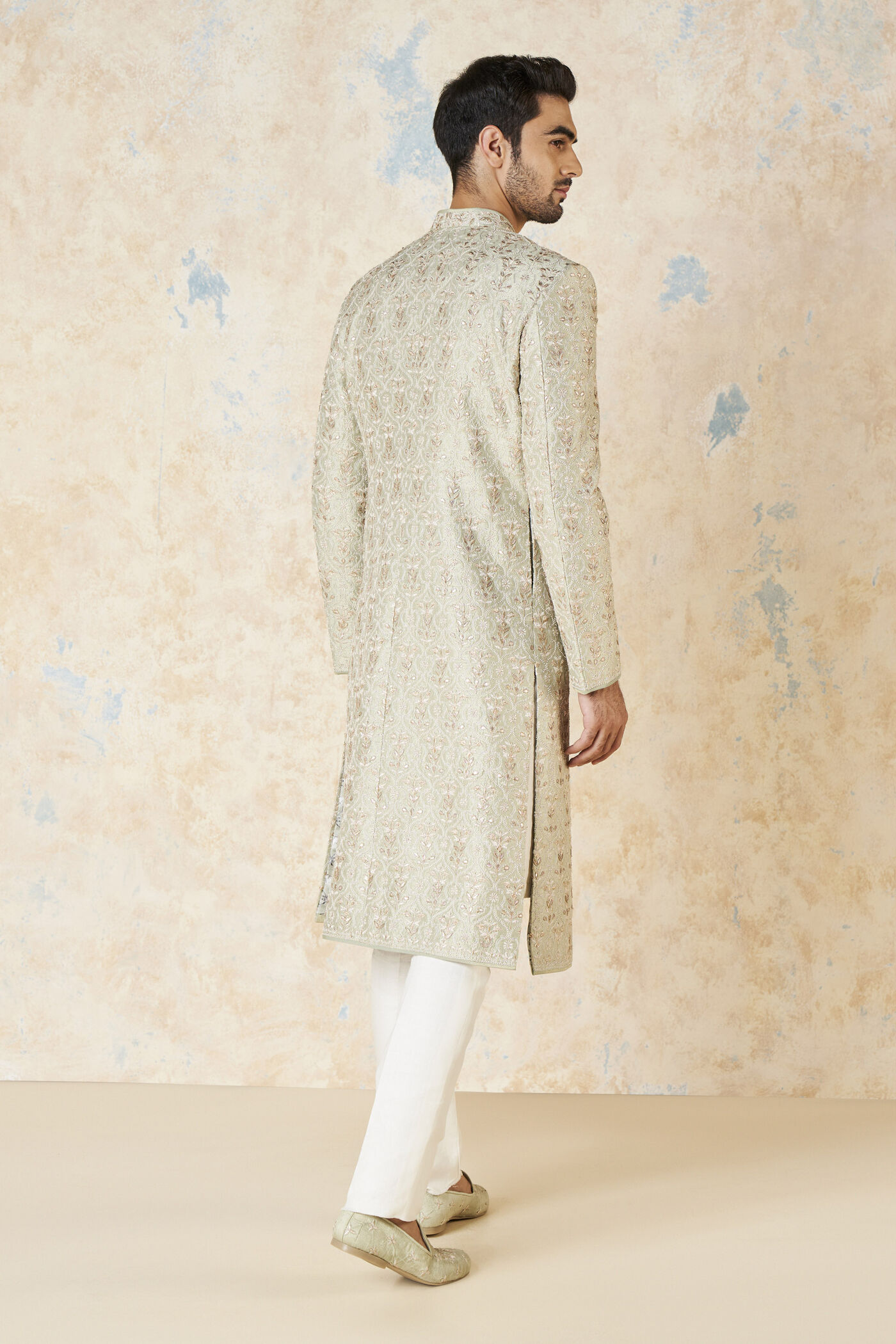 Devarsh Buy Designer Devarsh Gota Patti & Aari Silk Sherwani - Sage Online for ...