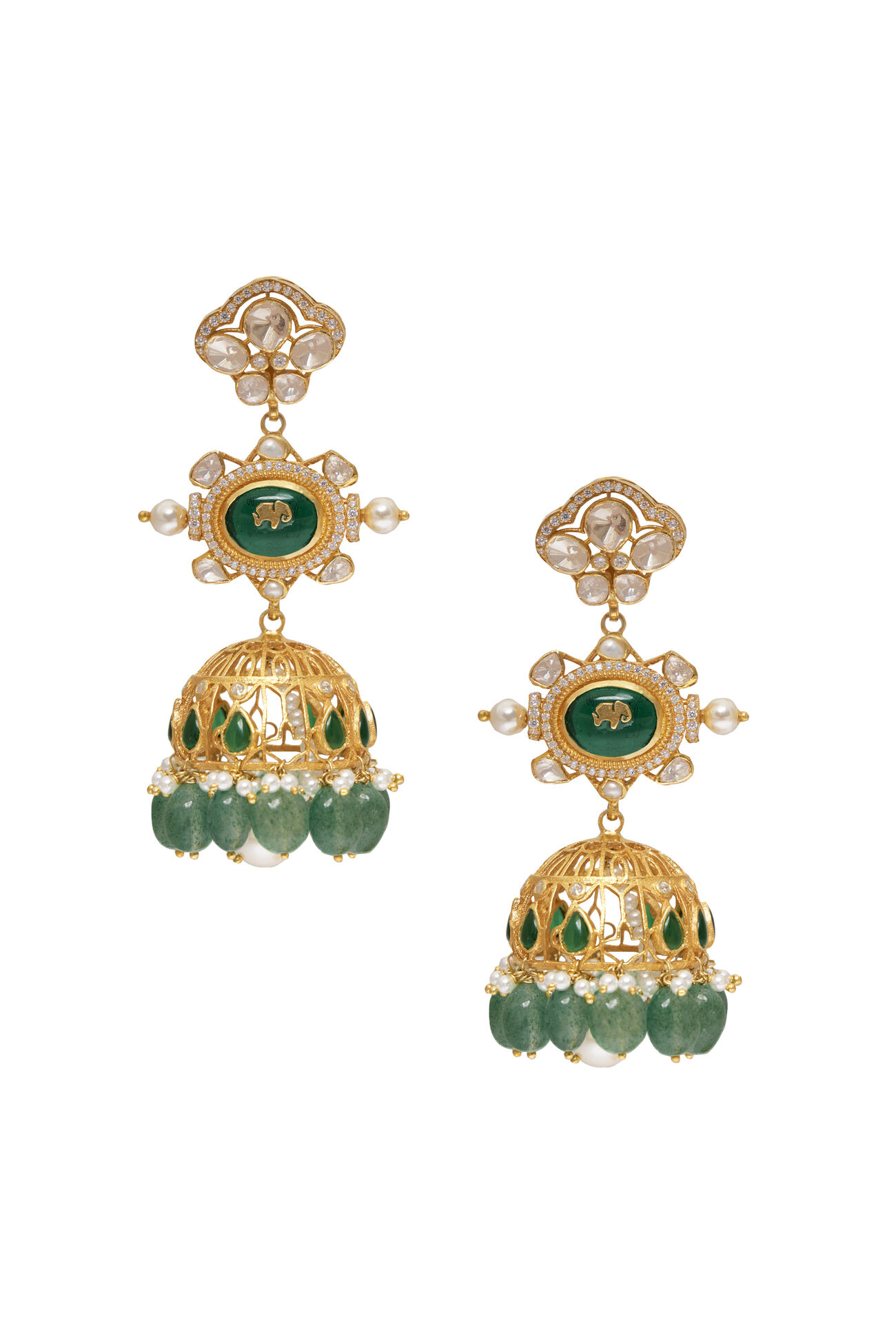 Farhana Earrings - Green, , image 1