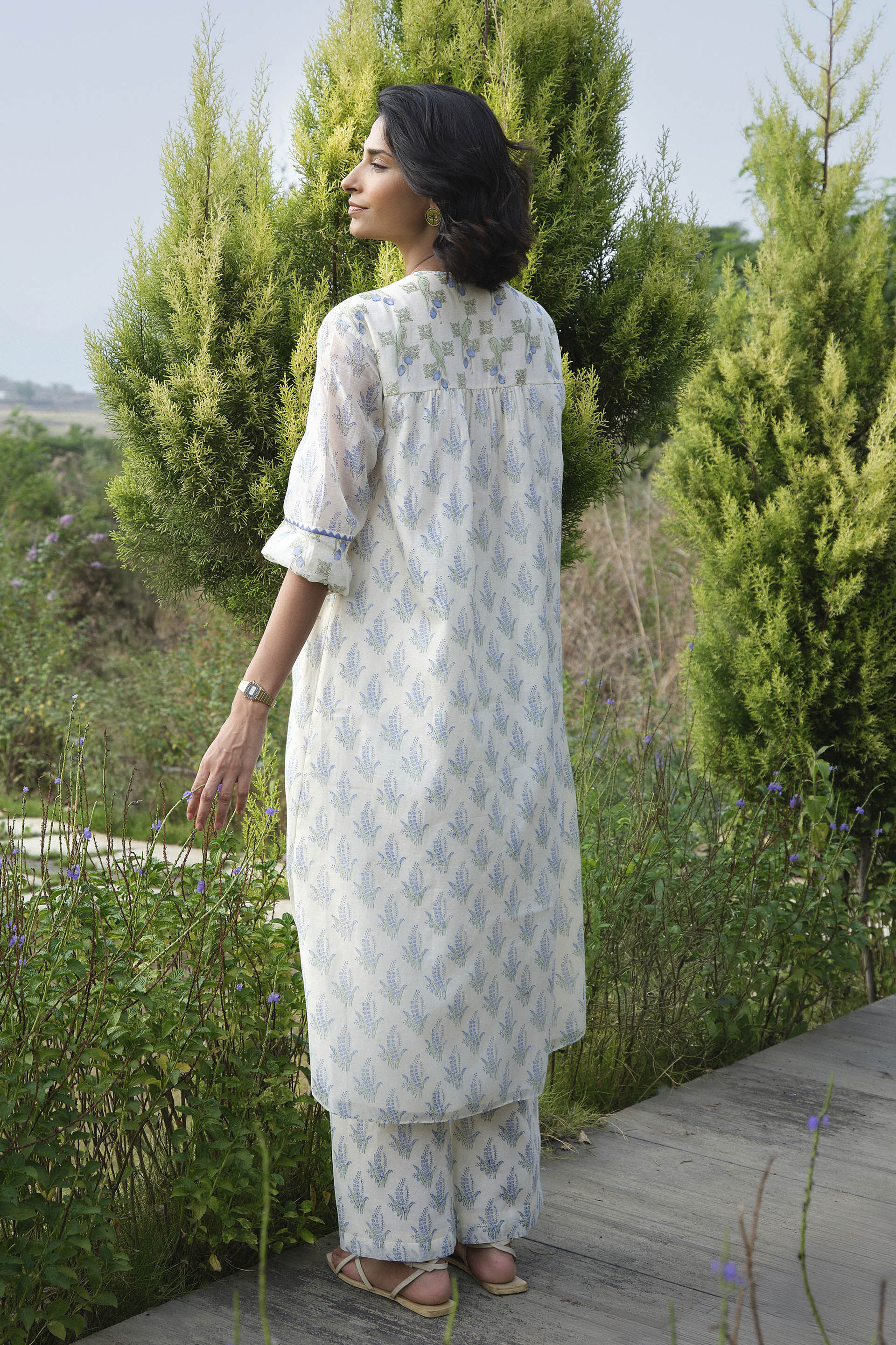 Ansley Hand-block Printed Mul Co-ord - White