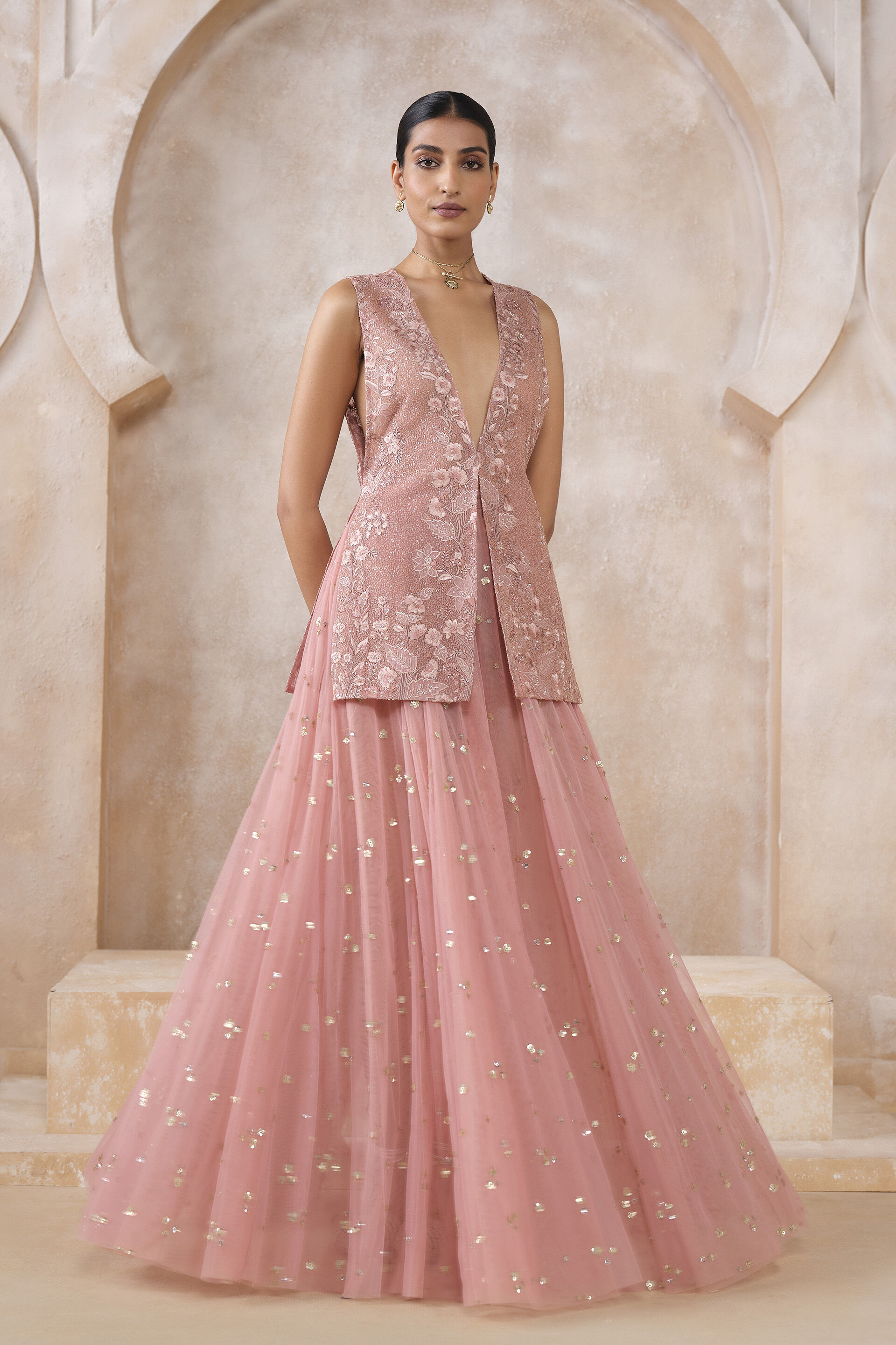 Idra Embroidered Skirt Set - Blush