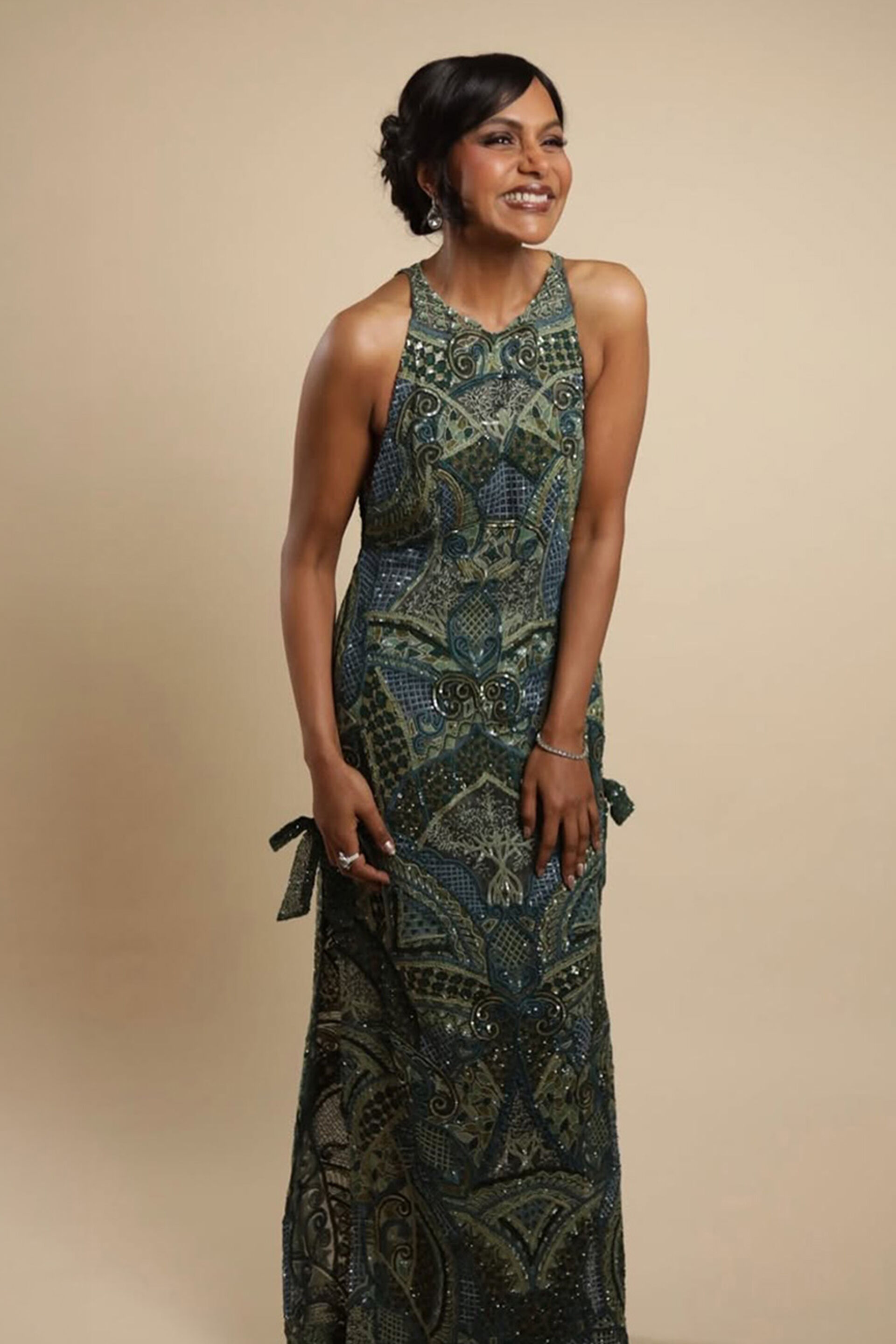 Theodesia Embroidered Cord Gown - Green