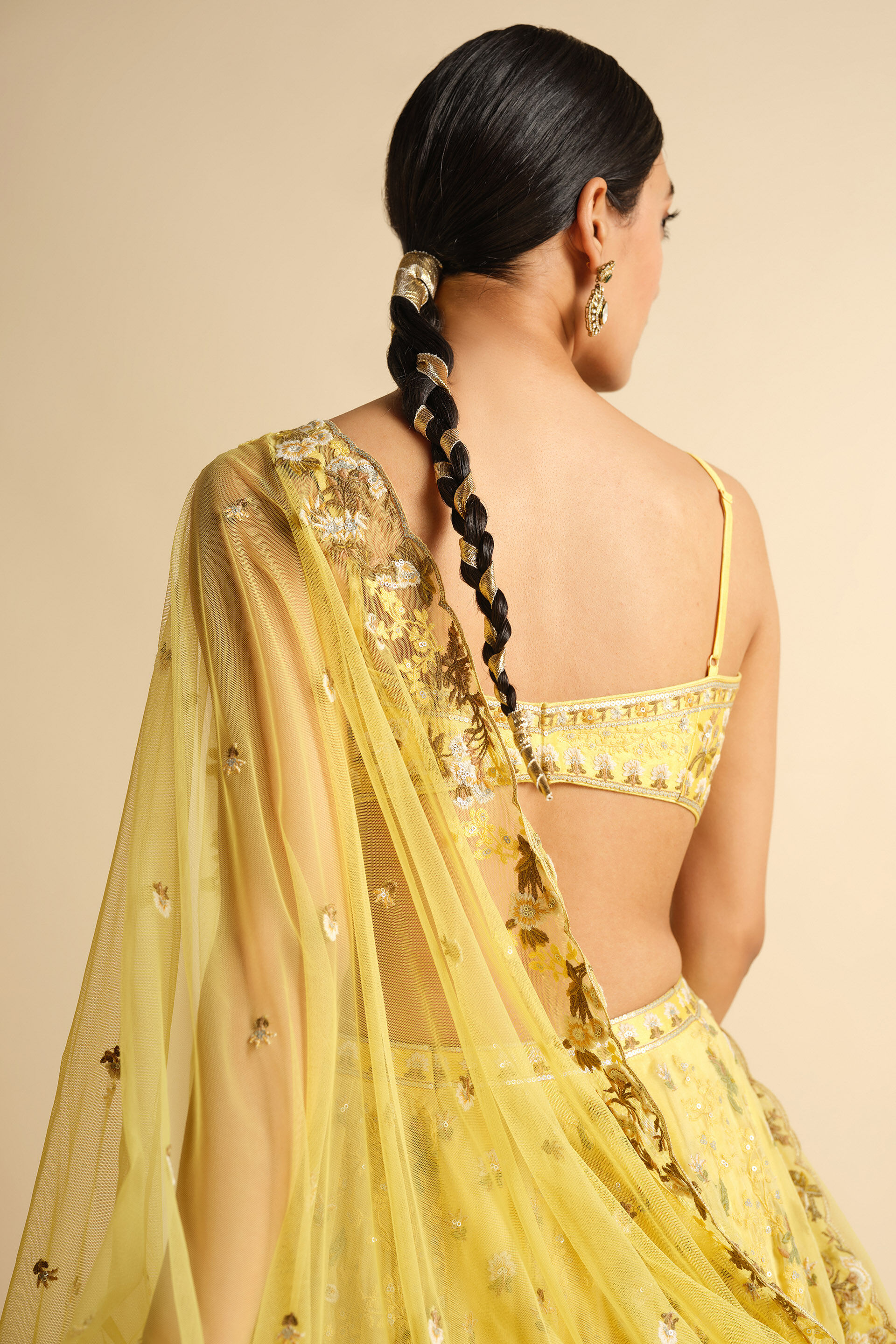 Syona Embroidered Lehenga Set - Yellow, Yellow, image 6