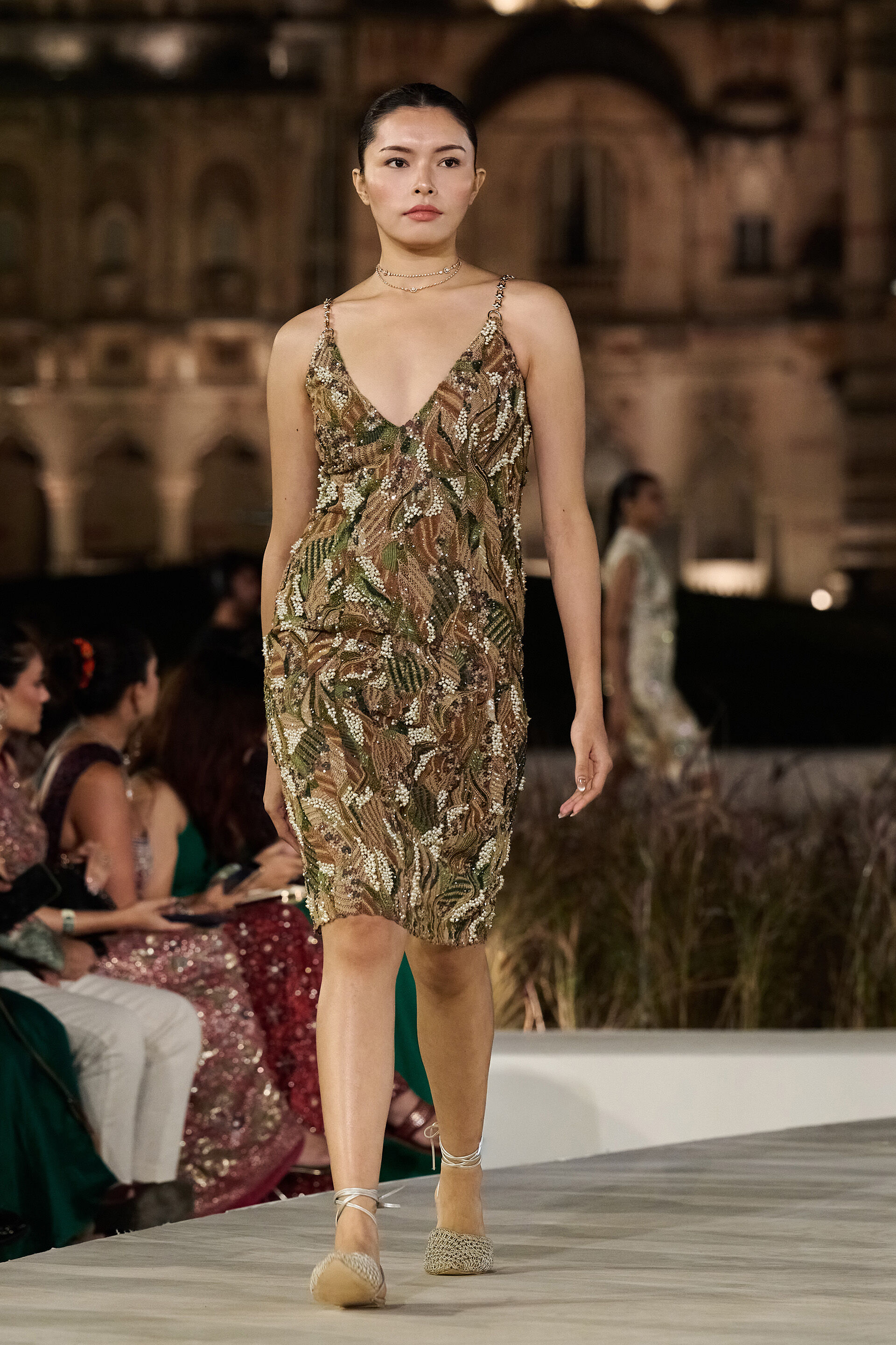 Thalora Embroidered Dress - Brown