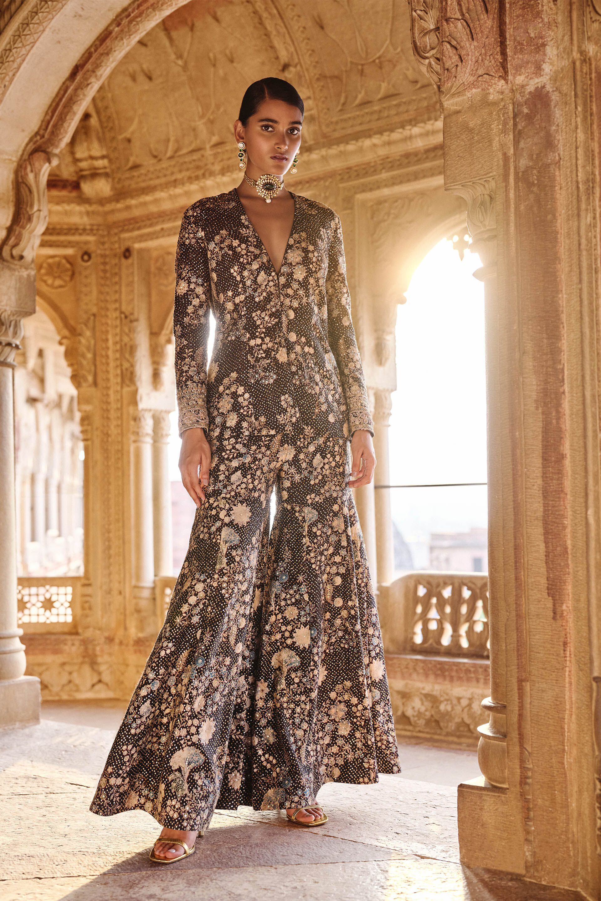 Izar Sequin Jacket Set Black