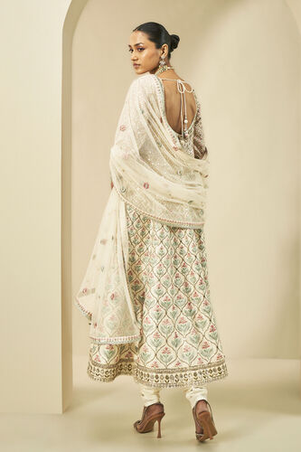 Adri Embroidered Silk Anarkali Set - Cream, Cream, image 5
