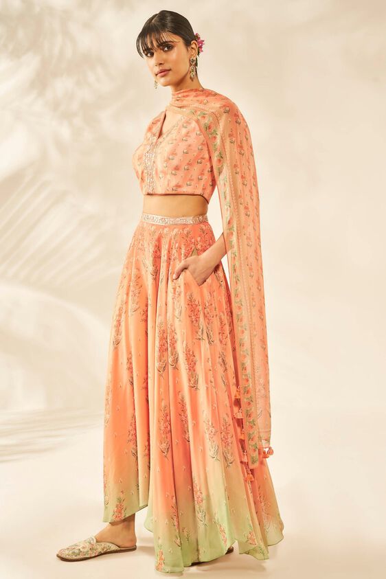 3 - Naima Choli Skirt Set – Peach, image 3