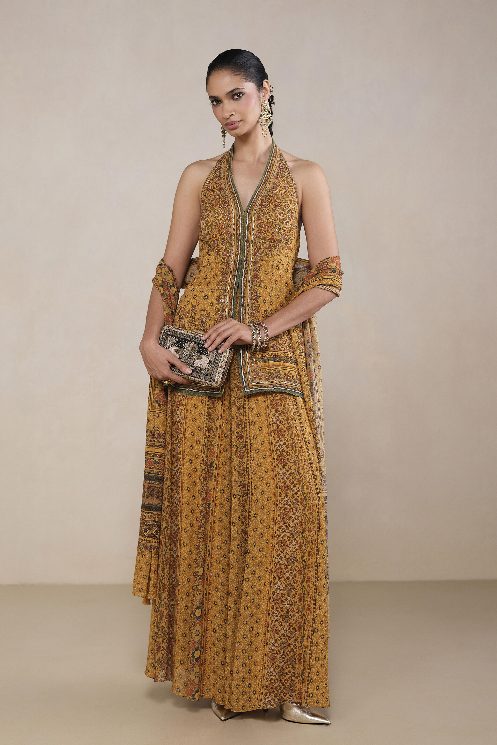 Amara Printed Suit Set in Yellow