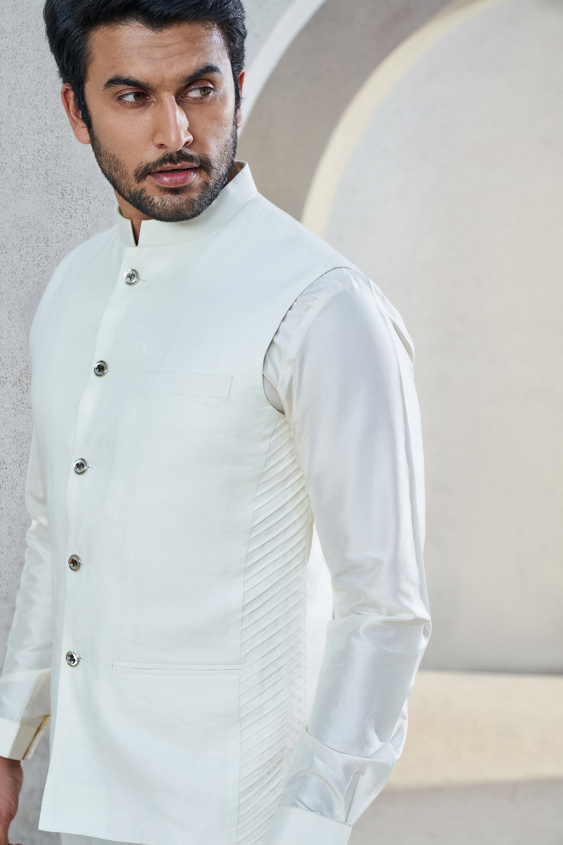 Buy TAHVO Men's Rayon Mandarin Collar Solid Ethnic Wear Nehru Jacket (Grey,  36) at Amazon.in