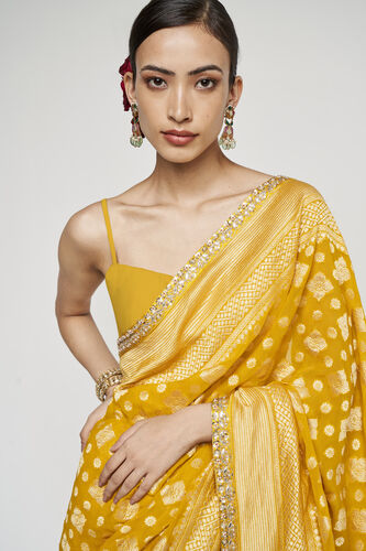 Mritsa Benarasi Saree - Yellow, , image 3