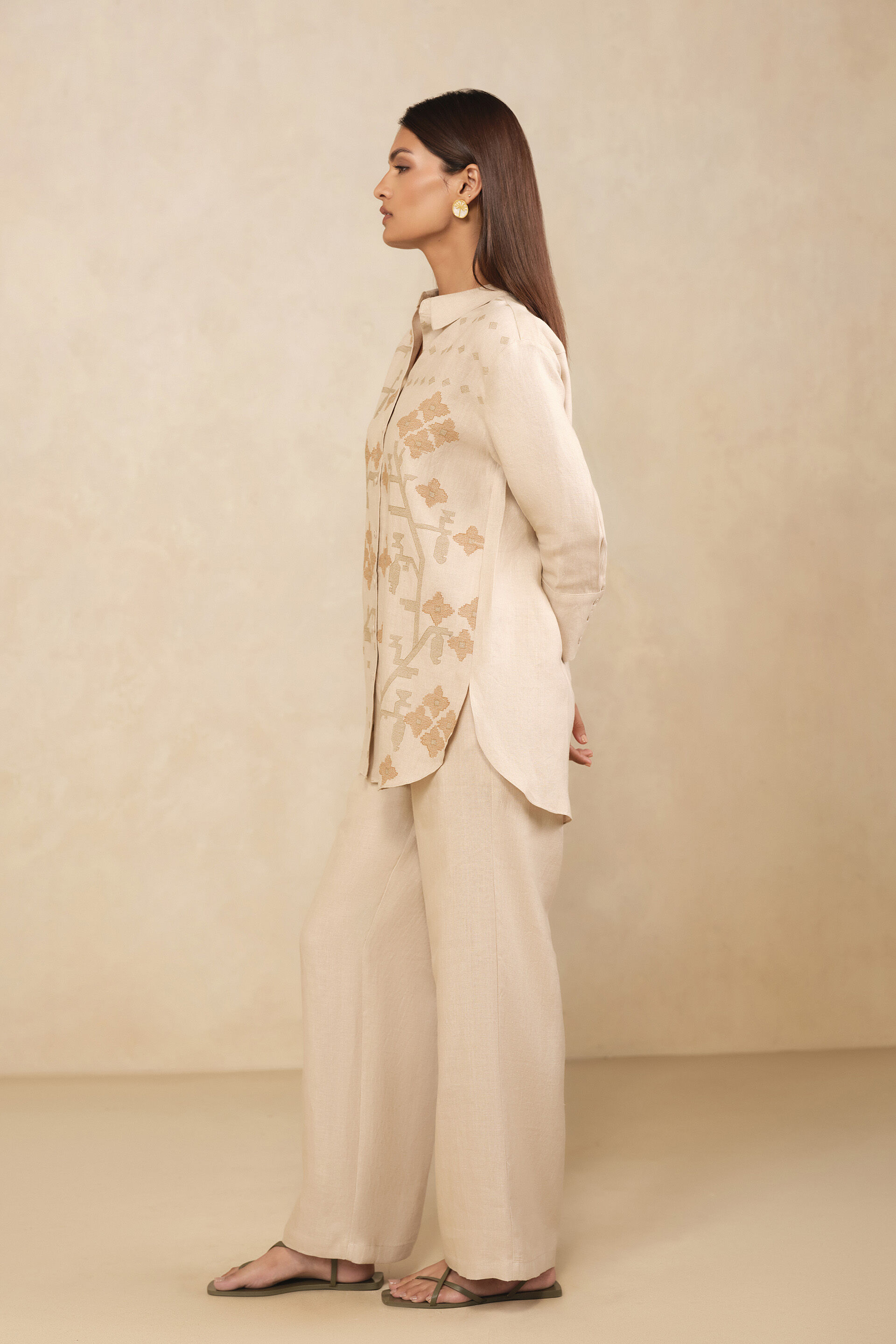 Haiku Embroidered Hemp Co-ord -  Beige, Beige, image 3