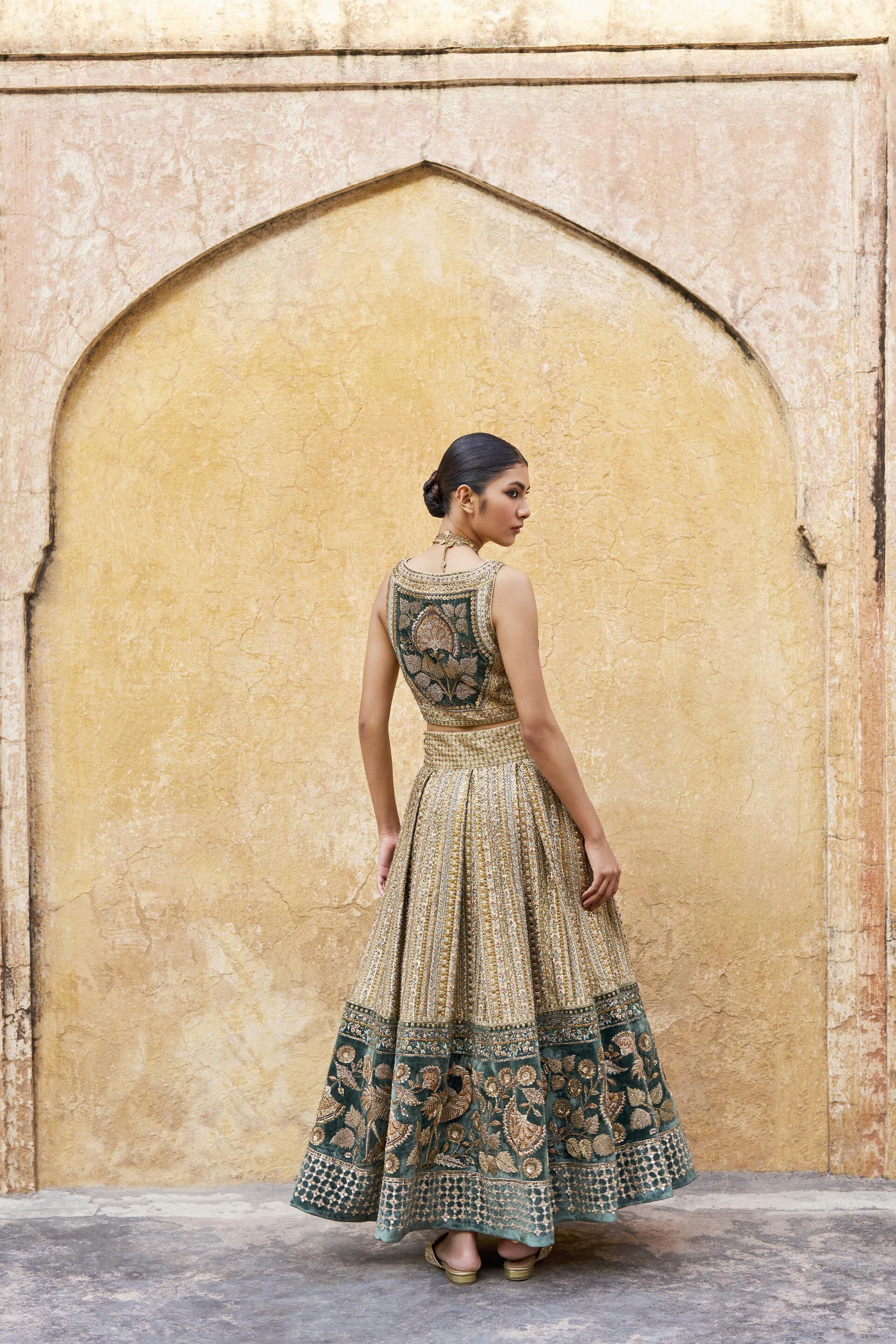 Heart of The Forest Embroidered Zardozi Skirt Set - Gold, Gold, image 2