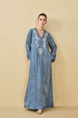 Stream Hand-Block Printed Kaftan - Blue, Blue, image 1