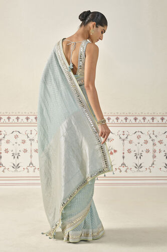 Jayalekha Embroidered Linen Saree - Powder Blue, Powder Blue, image 2