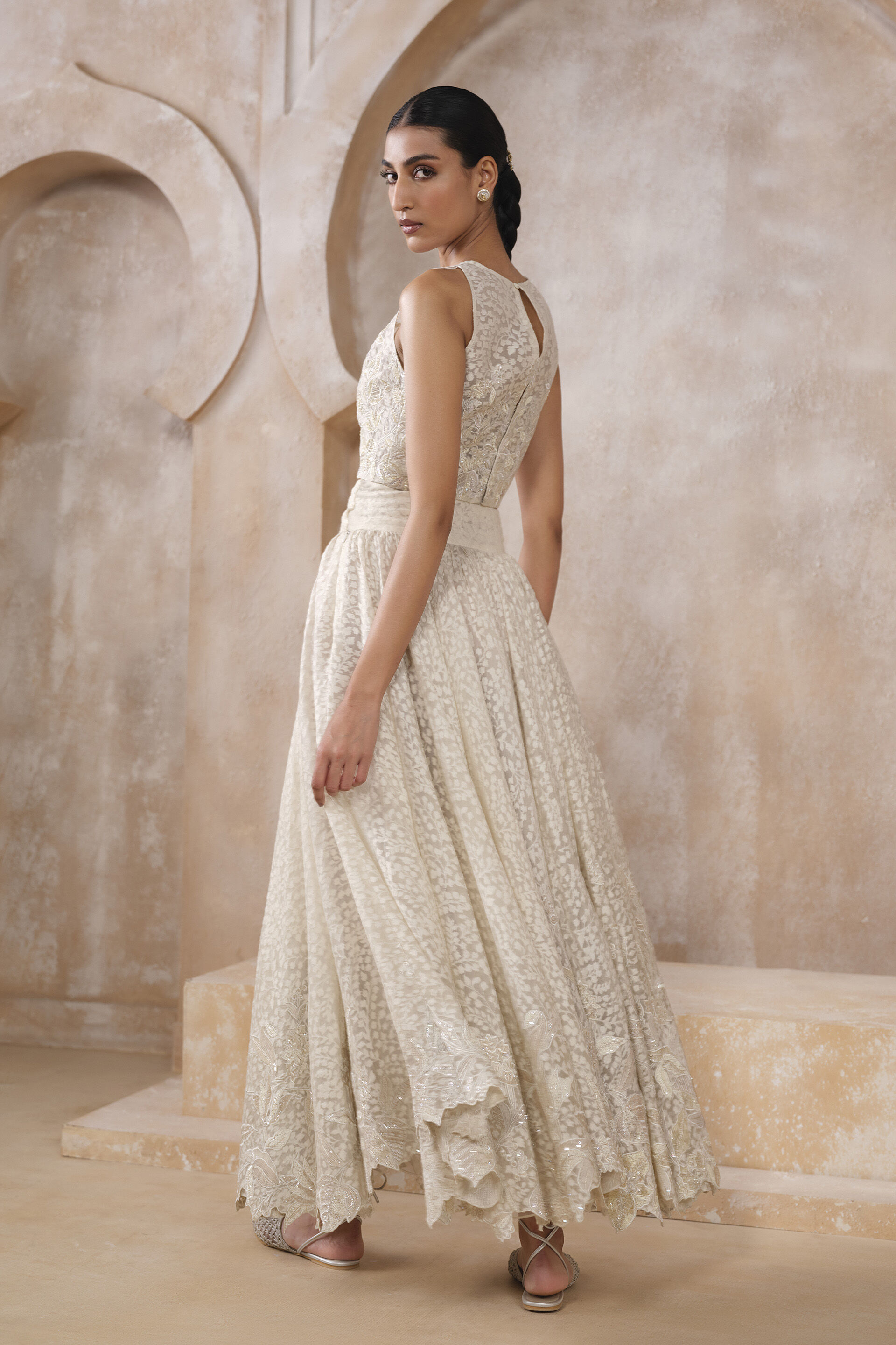 Lume Embroidered Skirt Set - Ivory