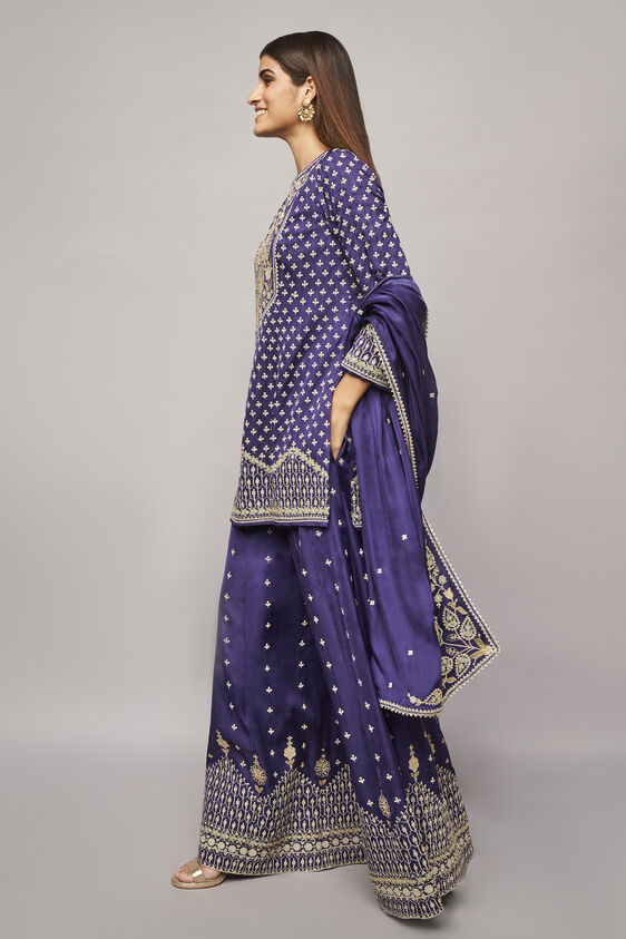 Saanjh Sharara Set, Purple, image 4