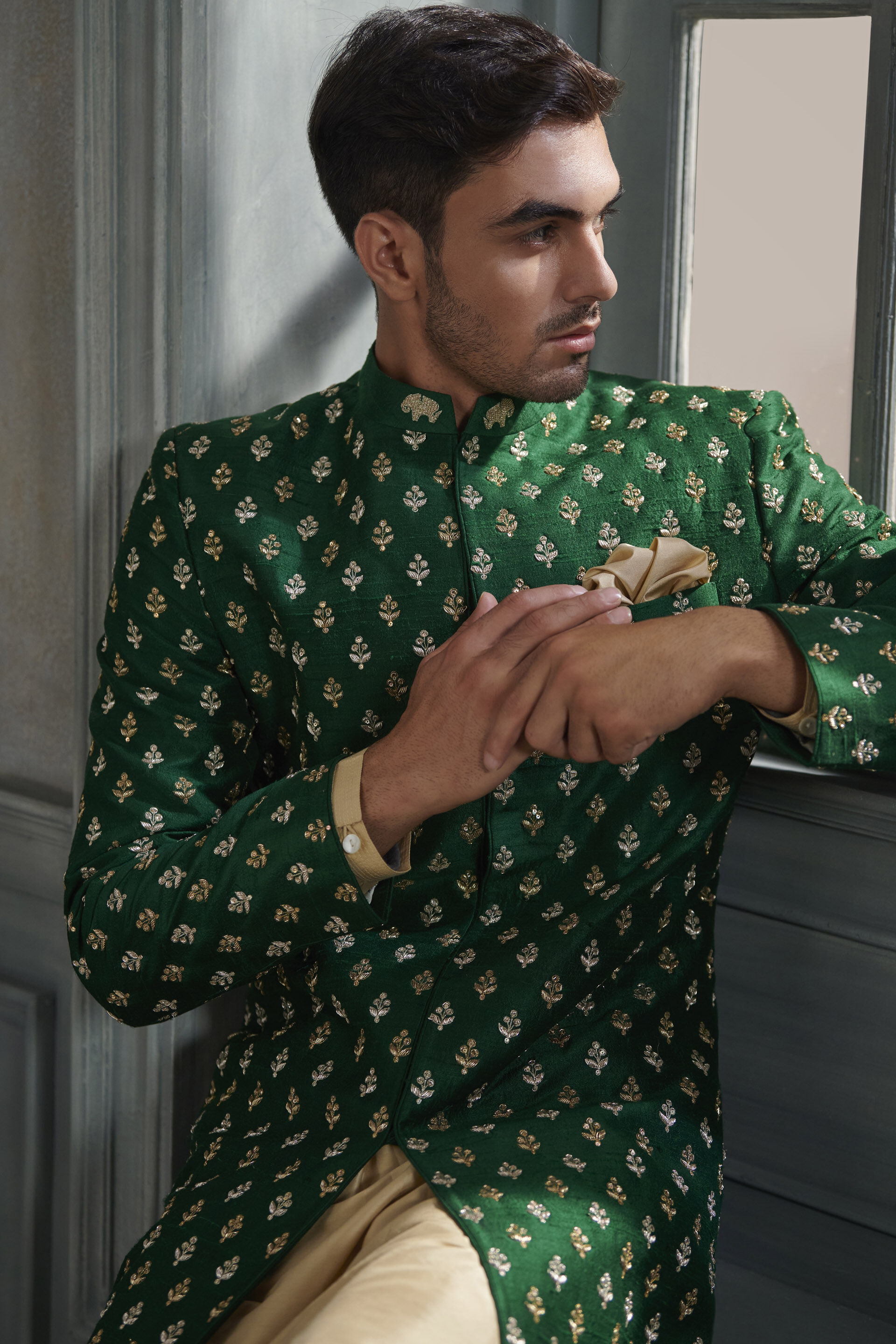 Paroksh Sherwani - Green, Green, image 2