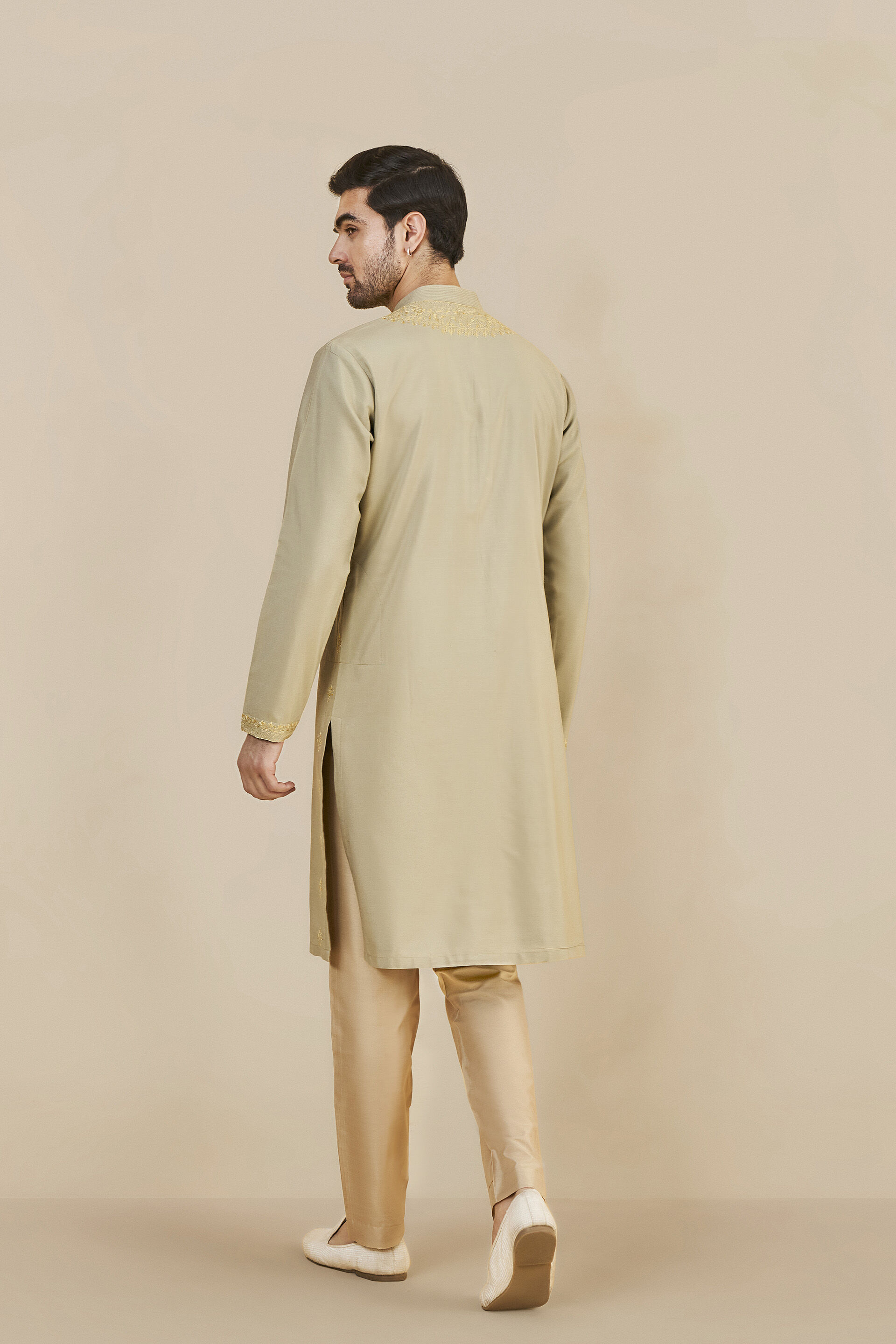 Gold Silk Trousers, Gold, image 3