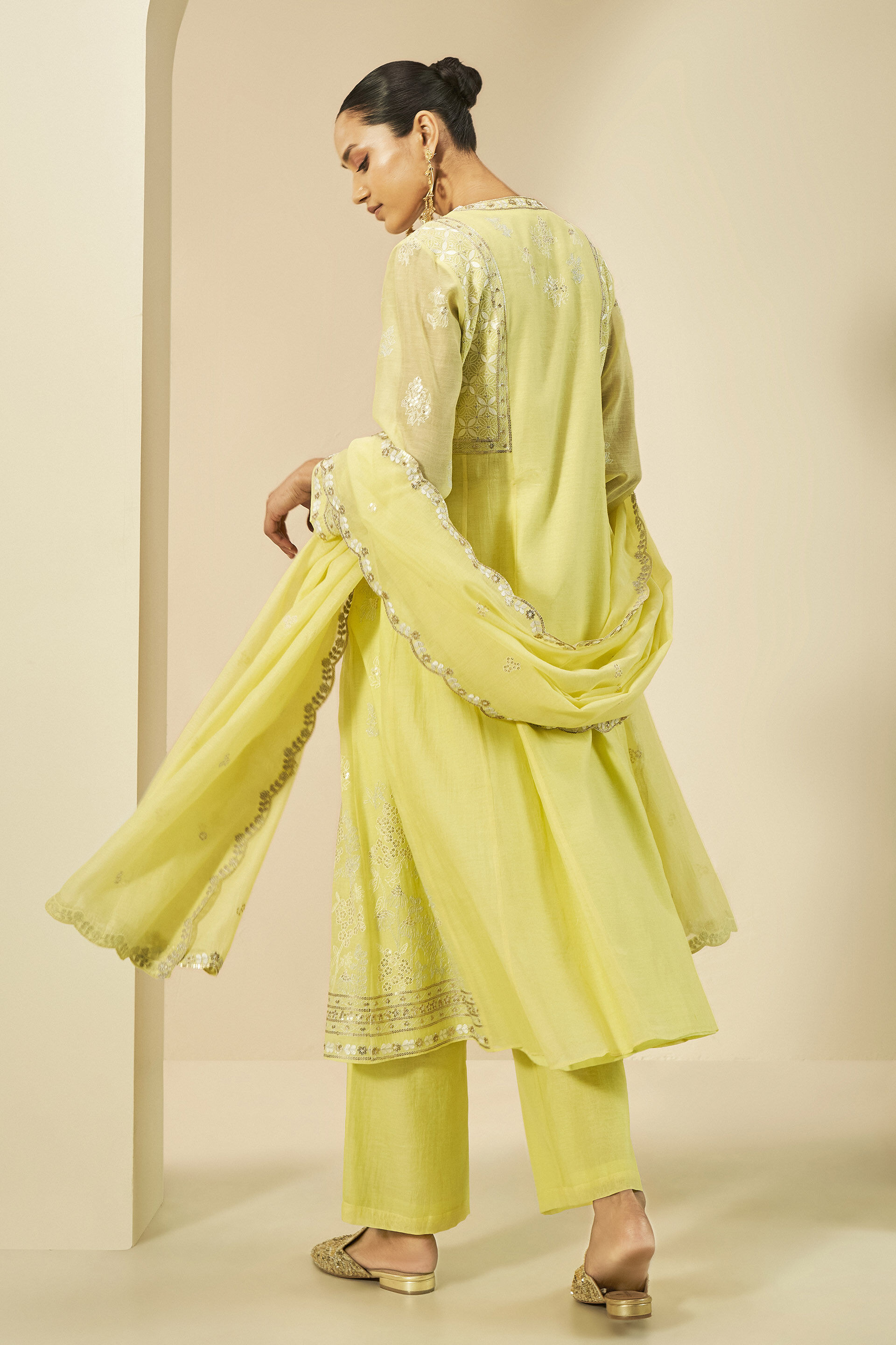 Belize Embroidered Mul Suit Set - Yellow, Yellow, image 3