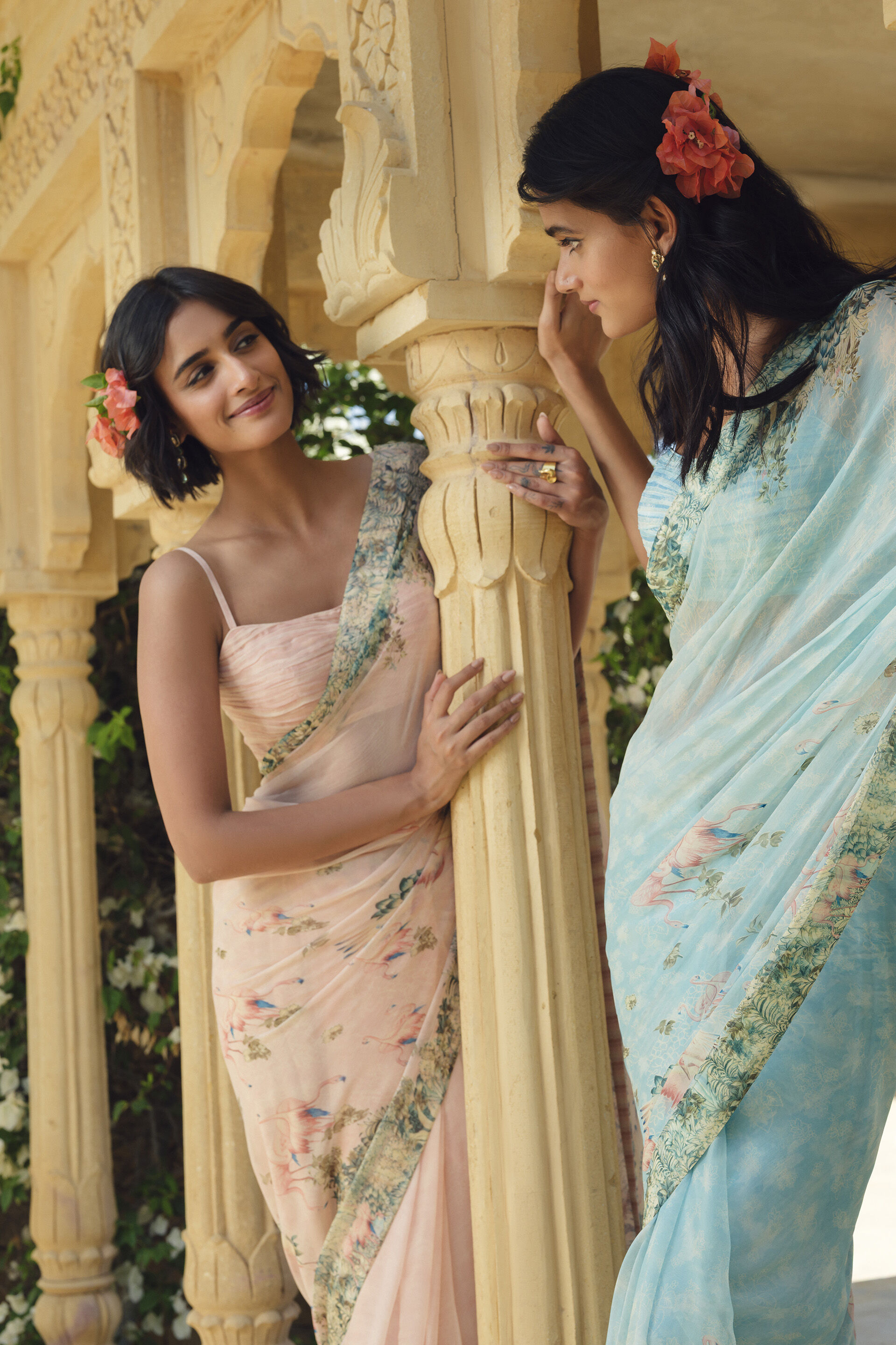 Sagara Printed Chiffon Saree, Pink, image 6
