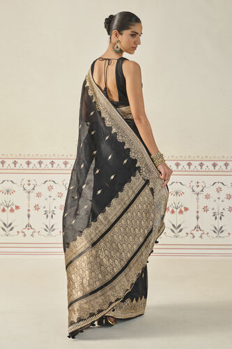 Samera Handwoven Benarasi Silk Saree - Black, Black, image 3