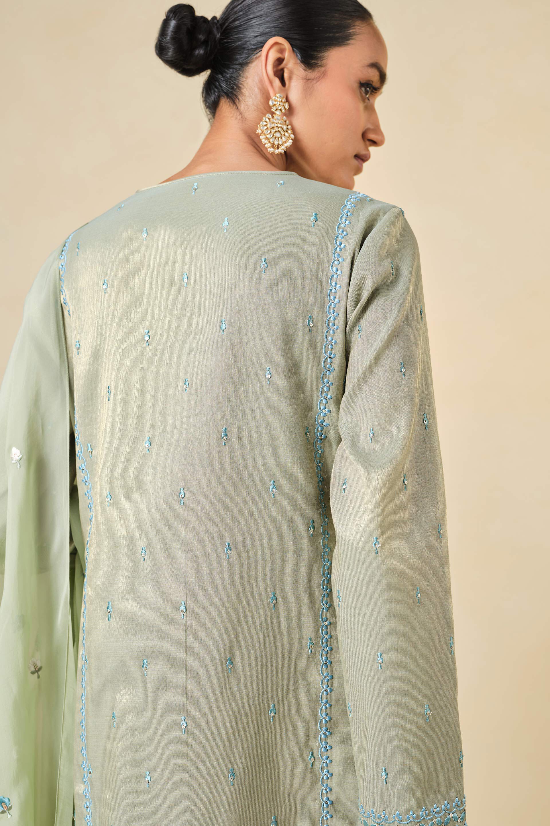 Ambudhi Embroidered Suit Set - Sage, Sage, image 6