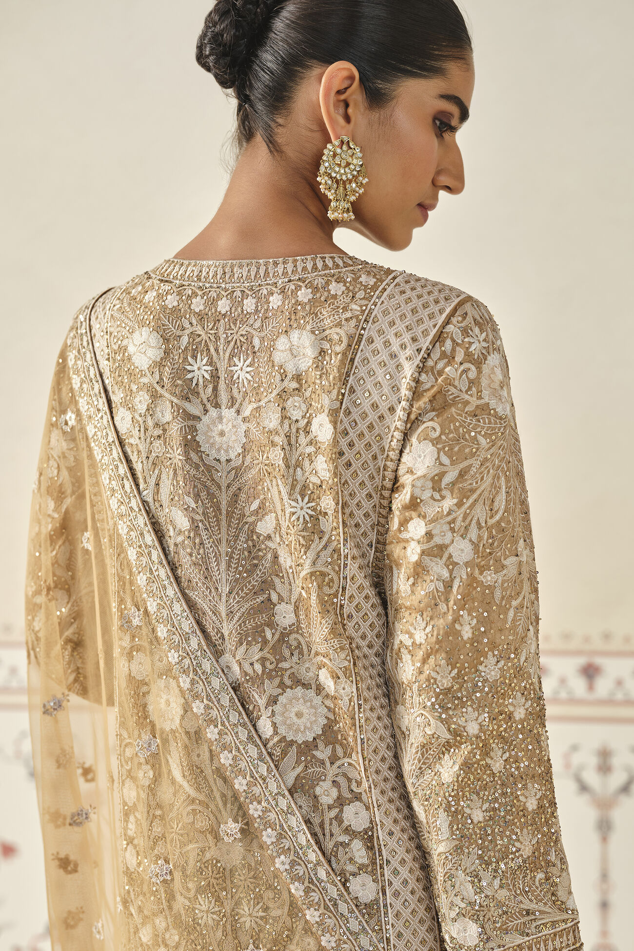 Kshamya Embroidered Suit Set - Bronze, Gold, image 6