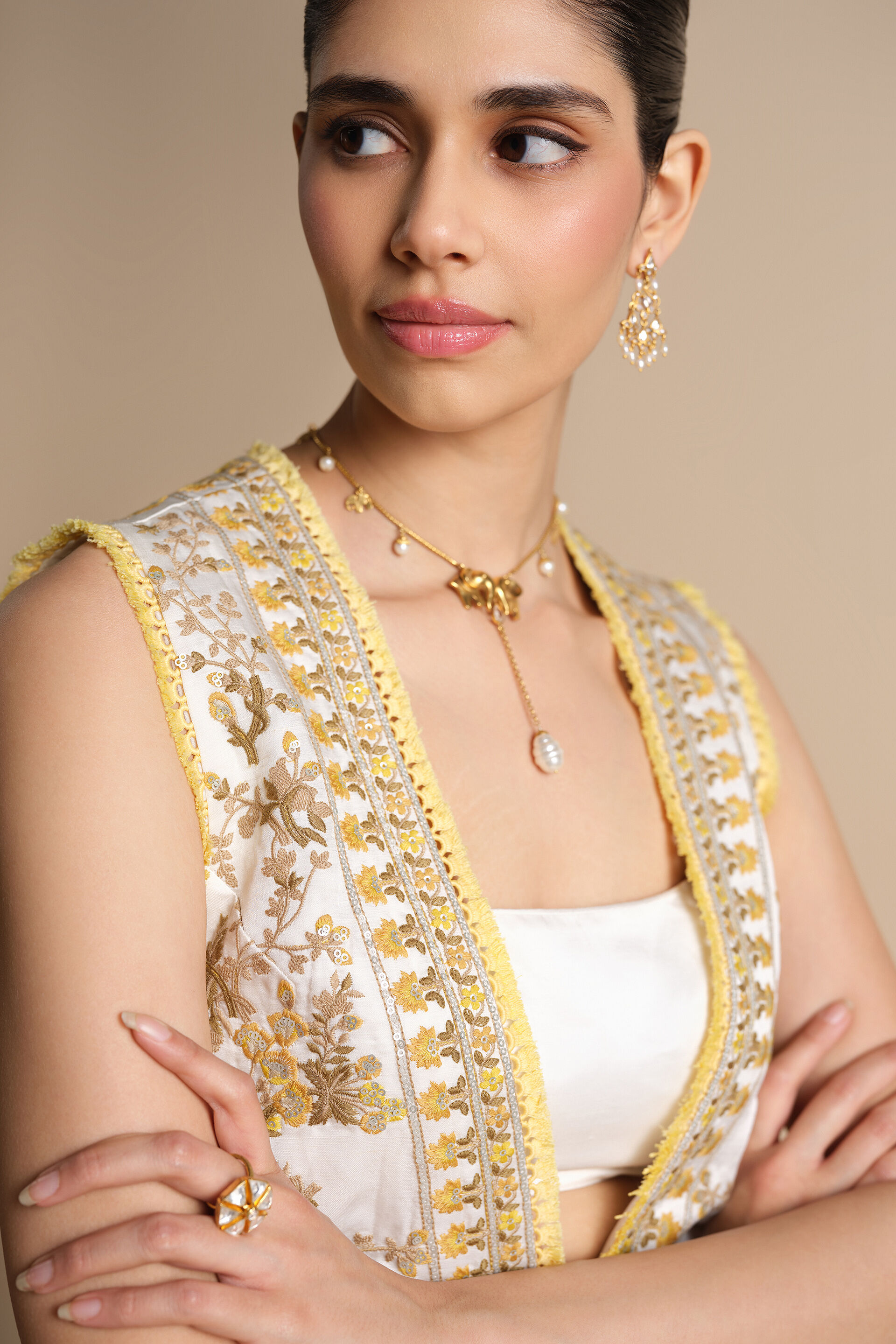 Amra Embroidered Palazzo Set - Natural, Natural, image 10